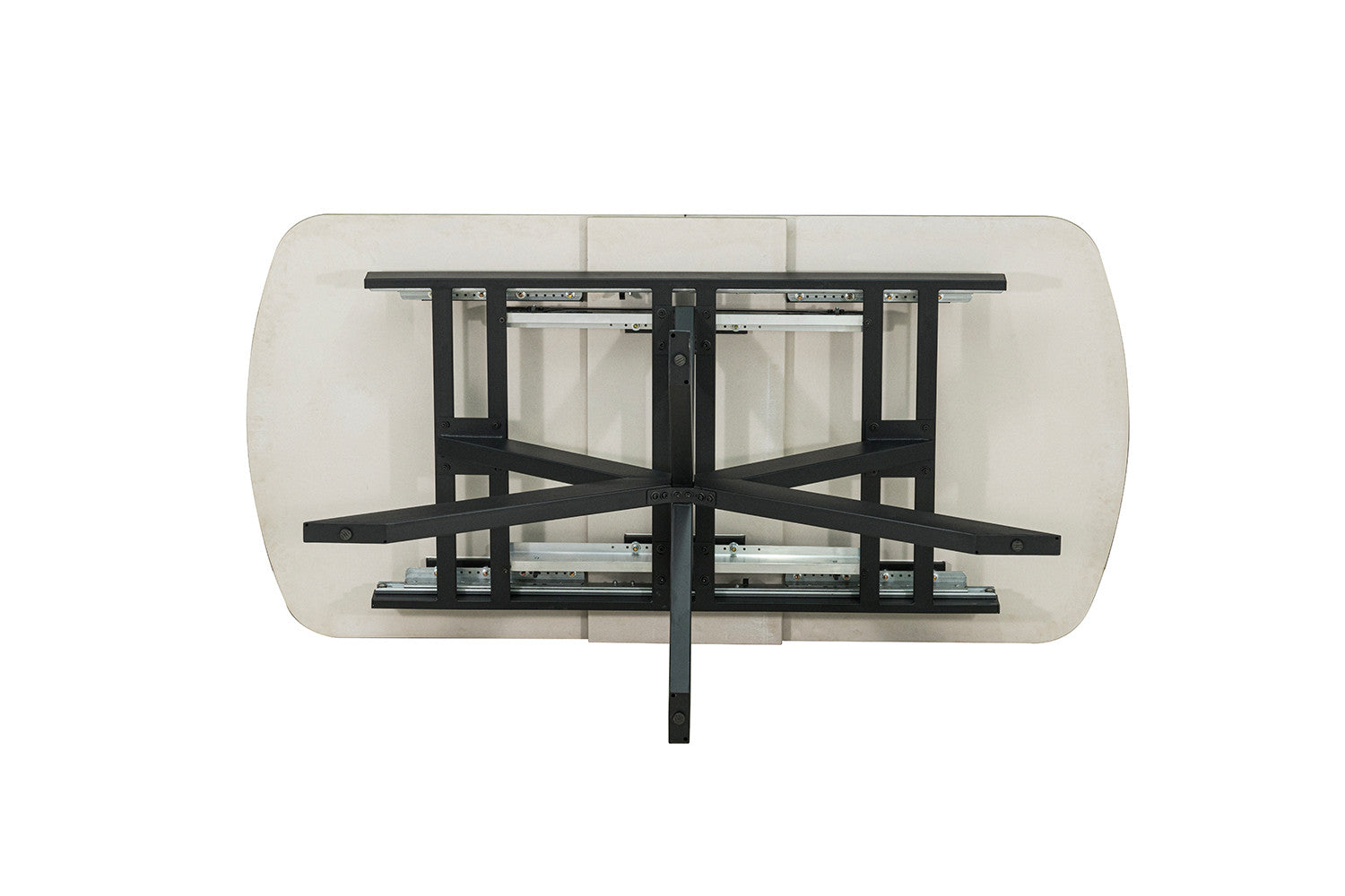 Uitschuifbare tafel 'Hestia' 180-220 cm Deens ovaal glanzend steen beige - RS