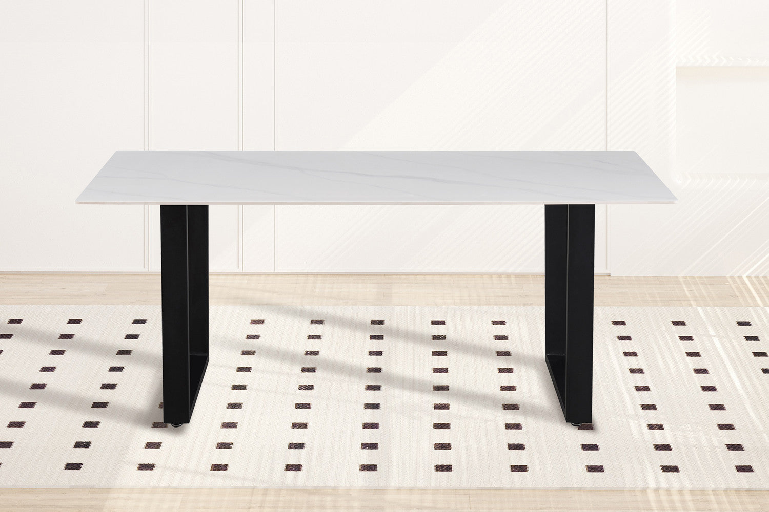 Tafel 'Poseidon' 180 cm Rechthoekig Glanzend Steen Wit - RS