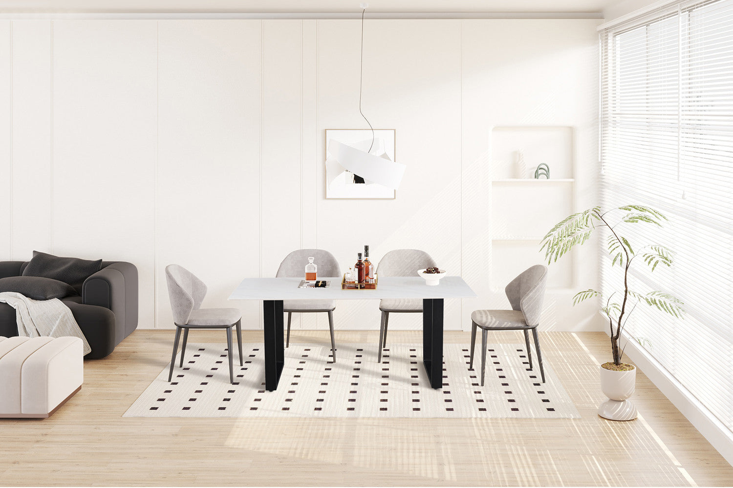 Tafel 'Poseidon' 180 cm Rechthoekig Glanzend Steen Wit - RS