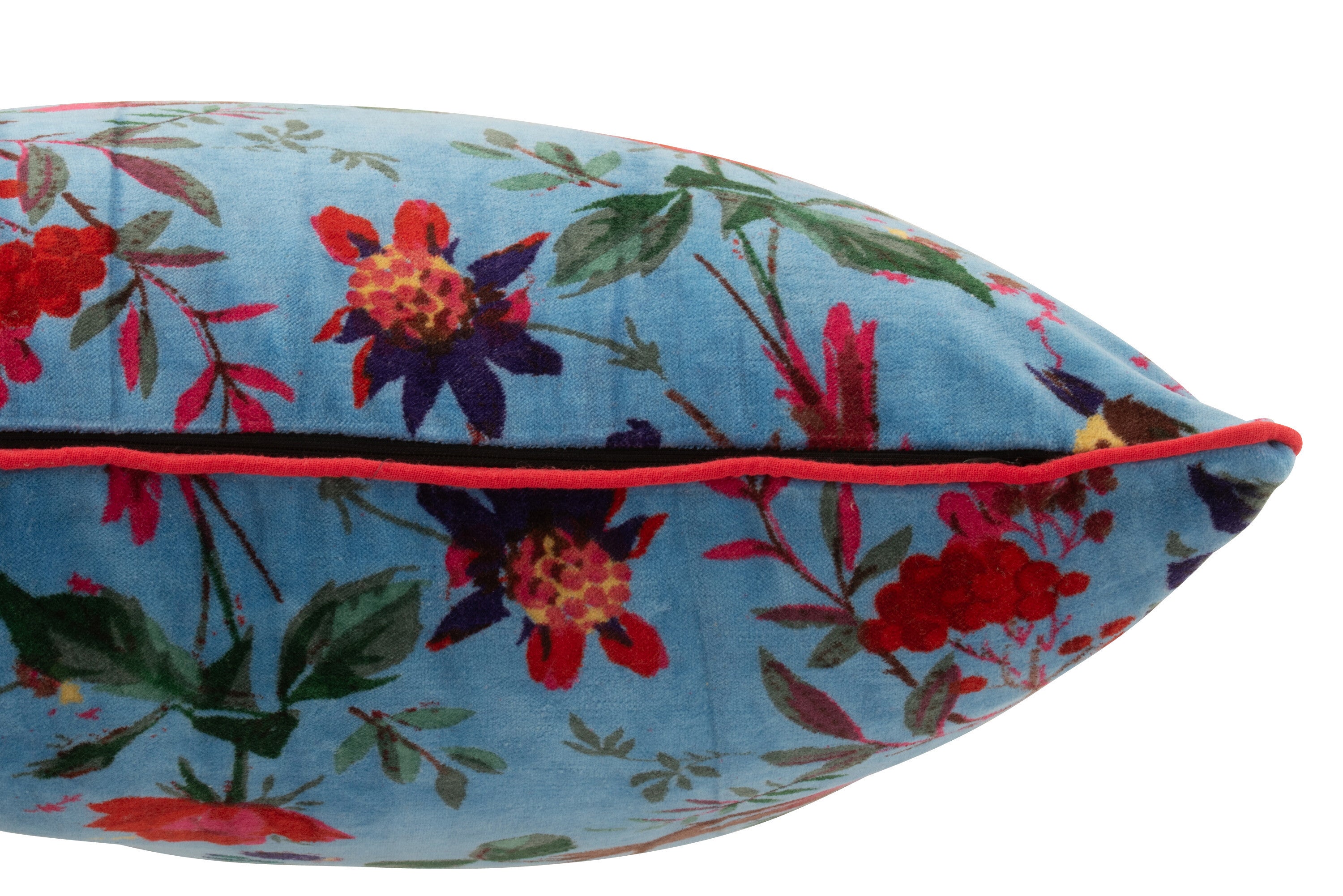 Kussen Vogels/Bloemen Blauw - J-LINE