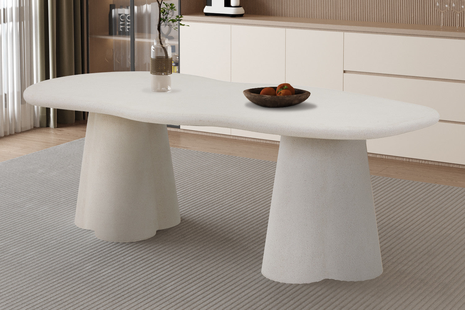 Eettafel 'Faro' 220 cm Organisch Cement - RS