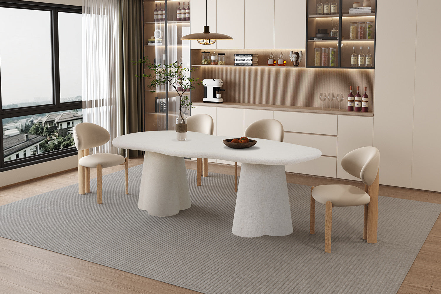 Eettafel 'Faro' 220 cm Organisch Cement - RS