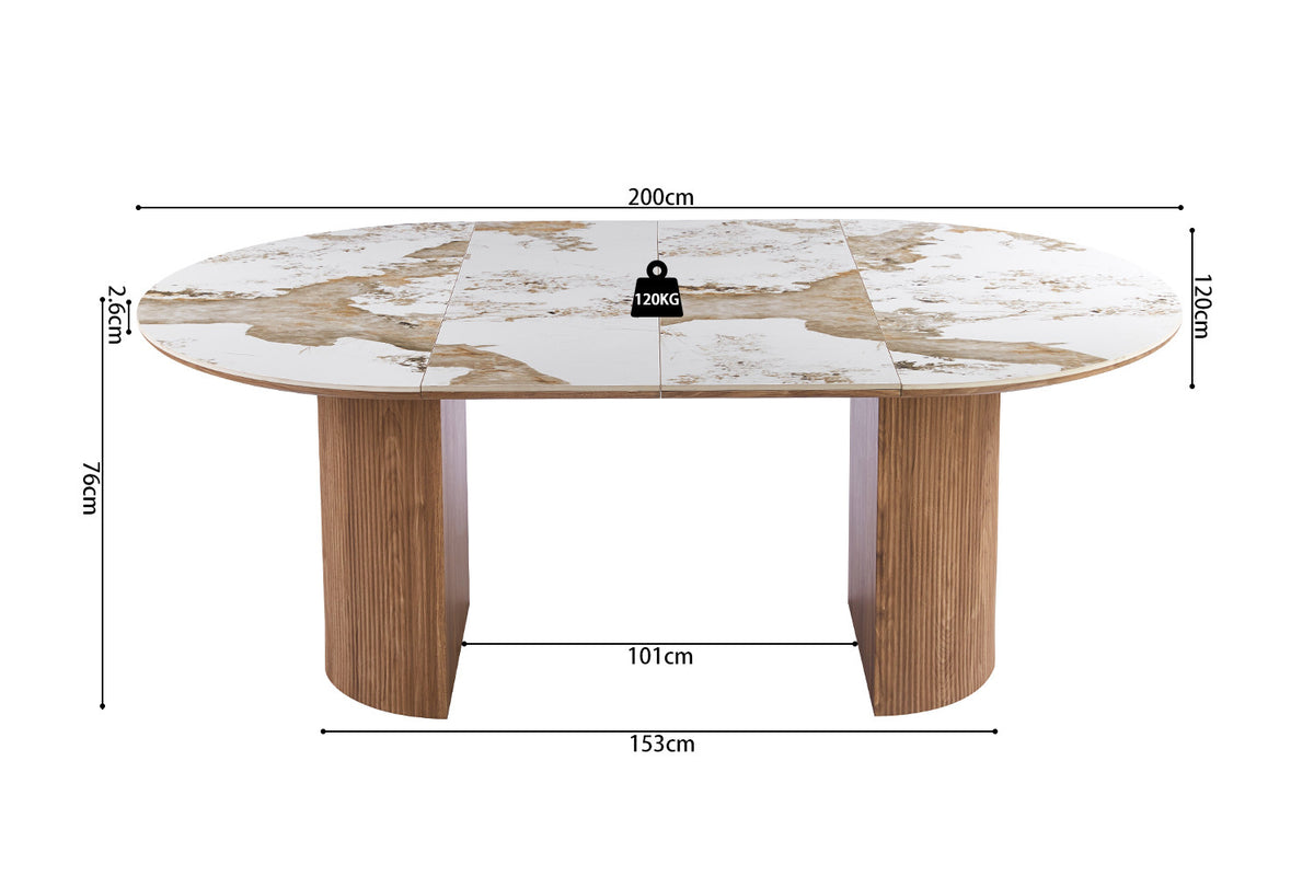 Uitschuifbare tafel 'Evora' 120-160-200 cm - RS