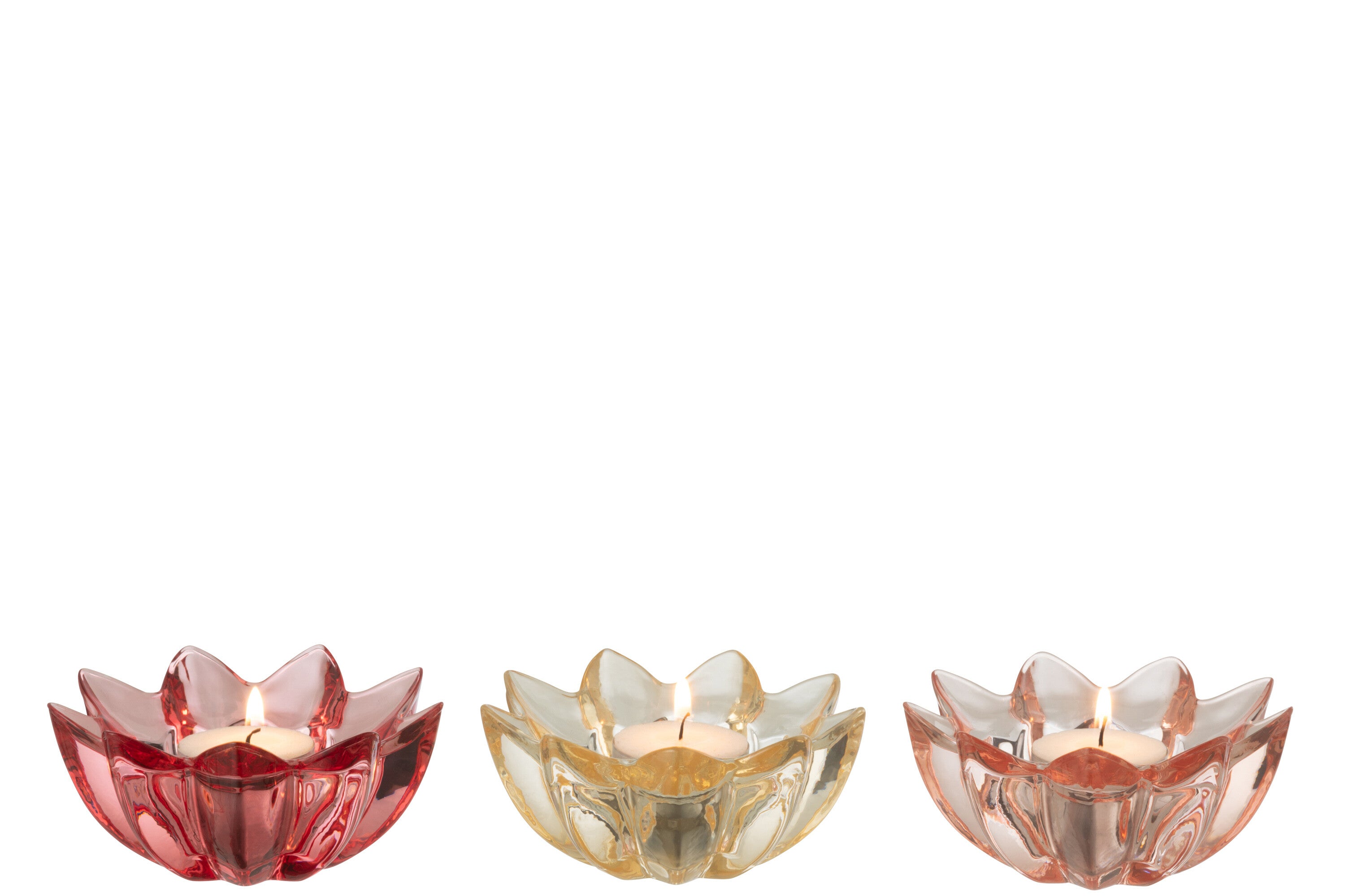 Theelichthouder Bloem Warm Glas Mix S/3 - J-LINE