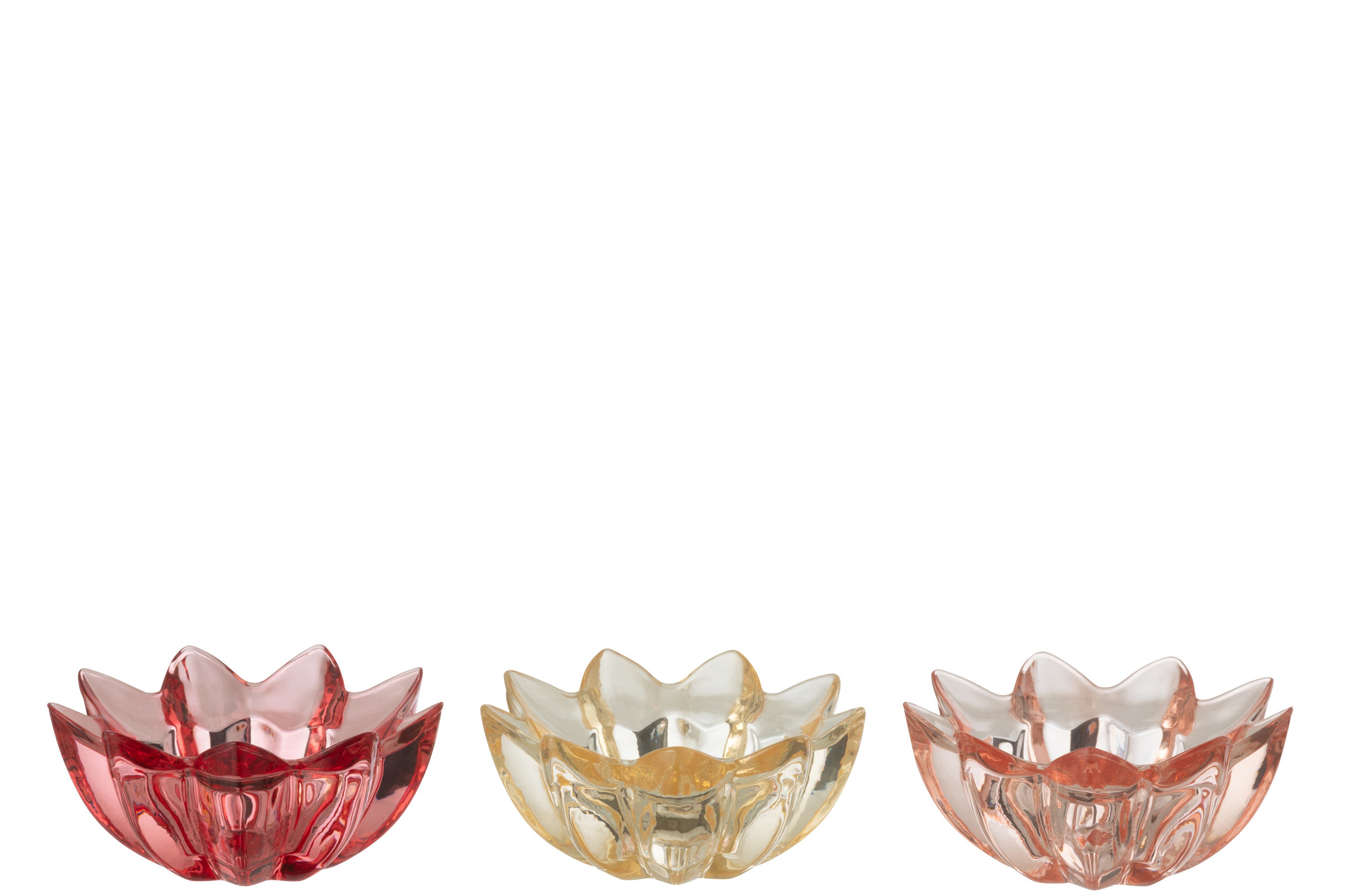 Theelichthouder Bloem Warm Glas Mix S/3 - J-LINE