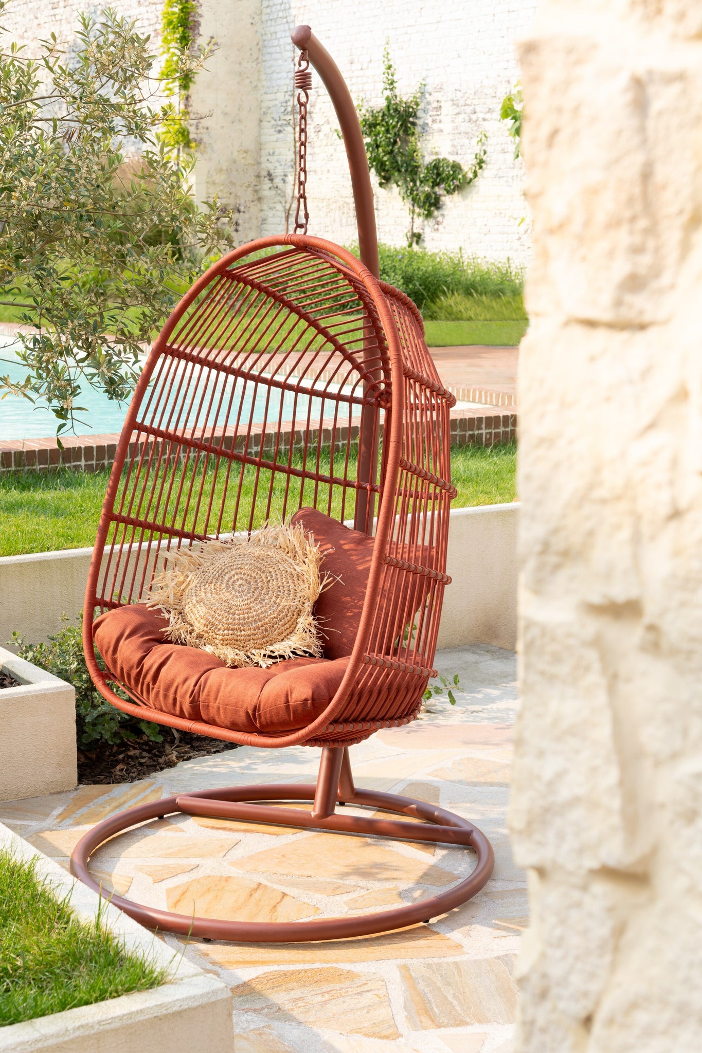 Hangstoel Egga Staal/Touw Rood - J-LINE