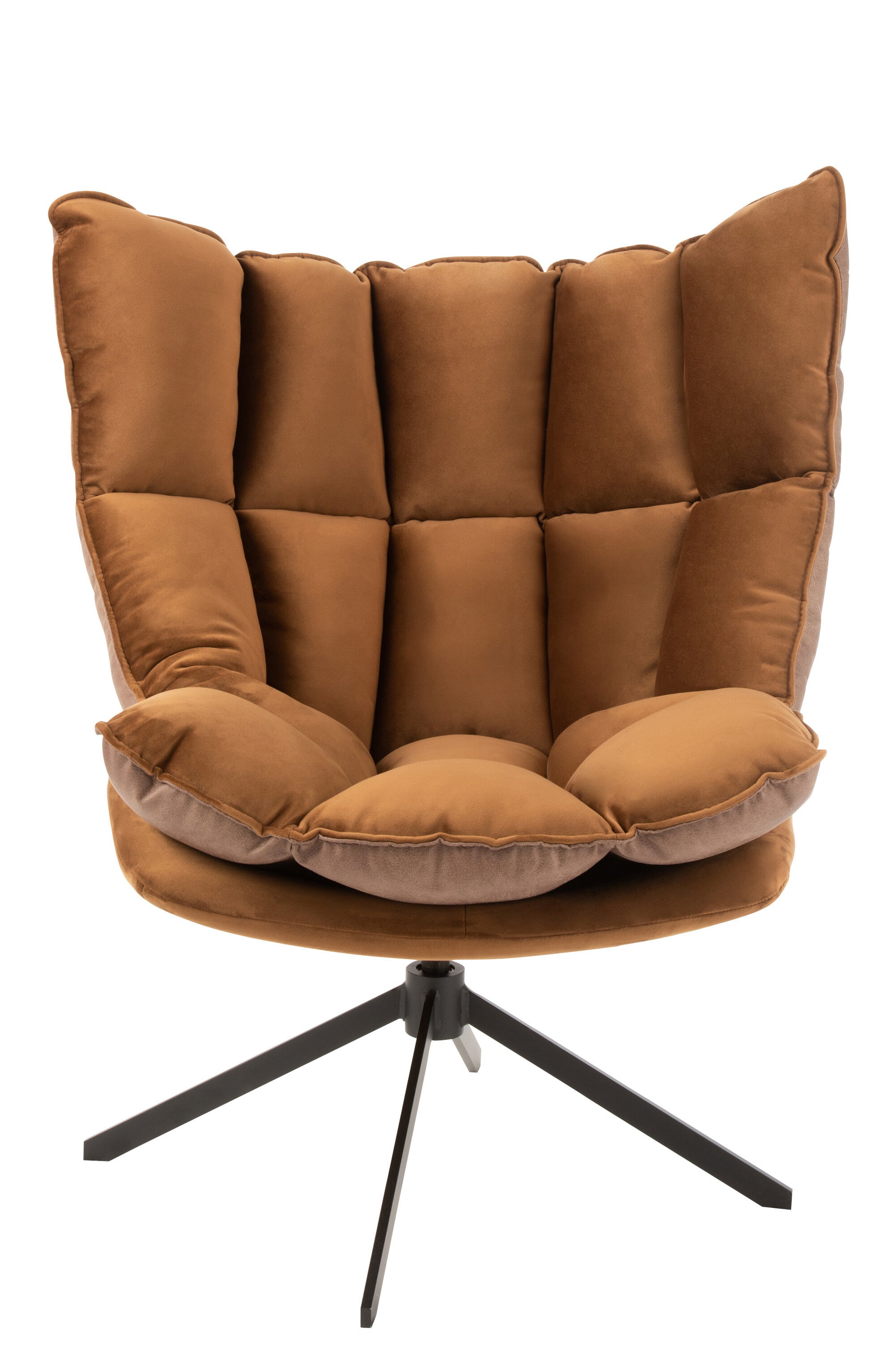 clubstoel Op Frame Textiel/Metaal Bruin - J-LINE