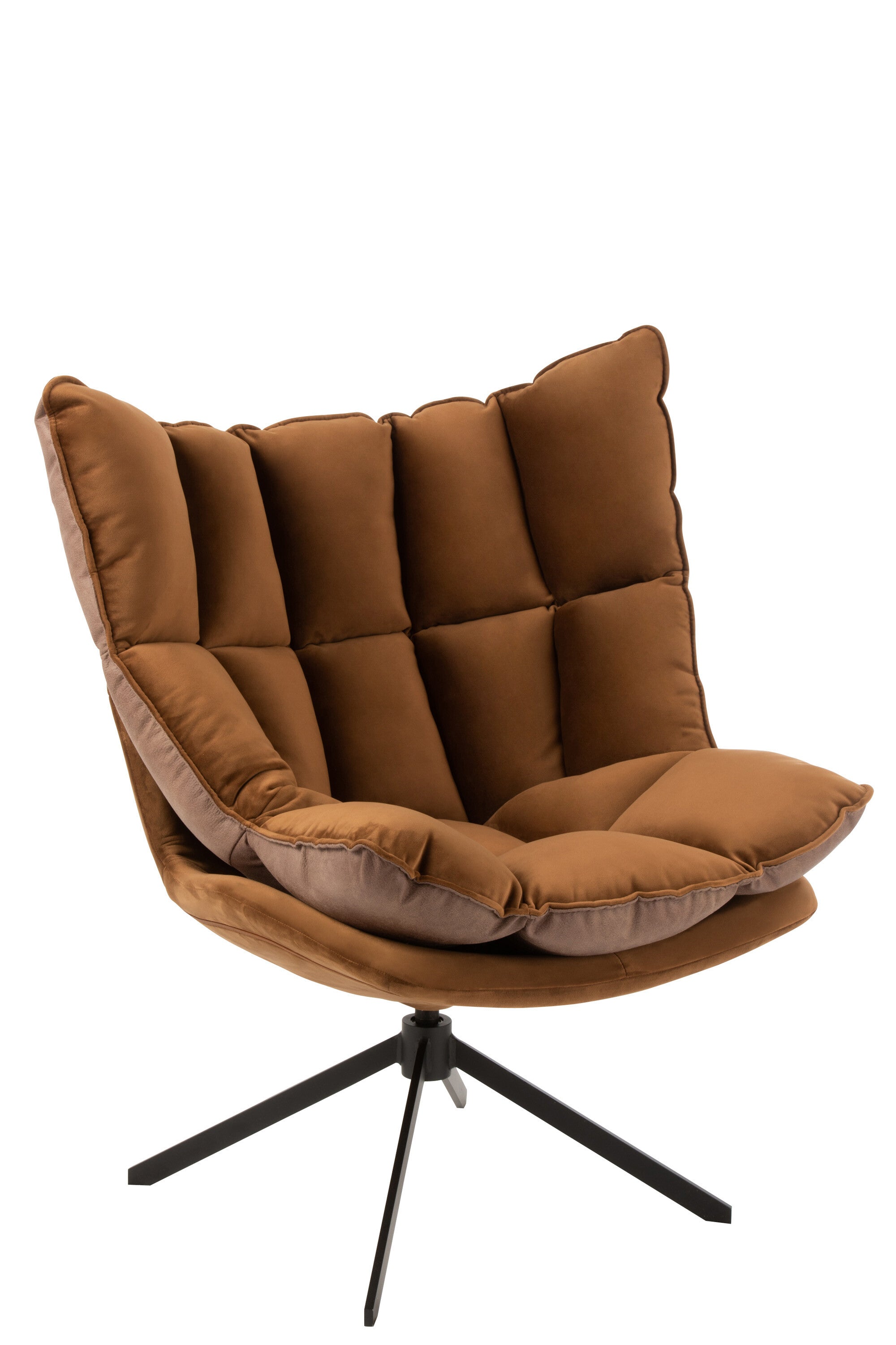 clubstoel Op Frame Textiel/Metaal Bruin - J-LINE