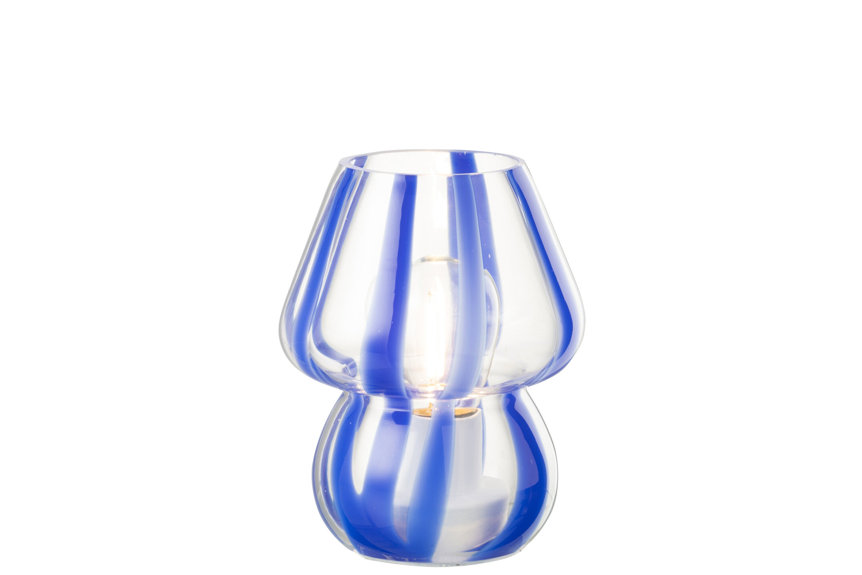 Lampe de table Rayures Verre Transparent/Bleu S - J-LINE