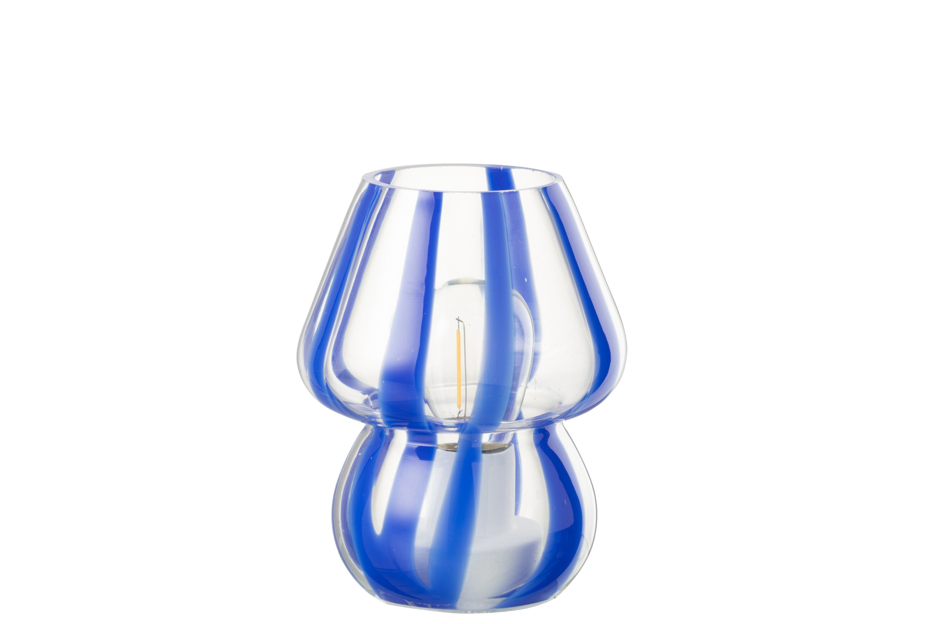Lampe de table Rayures Verre Transparent/Bleu S - J-LINE