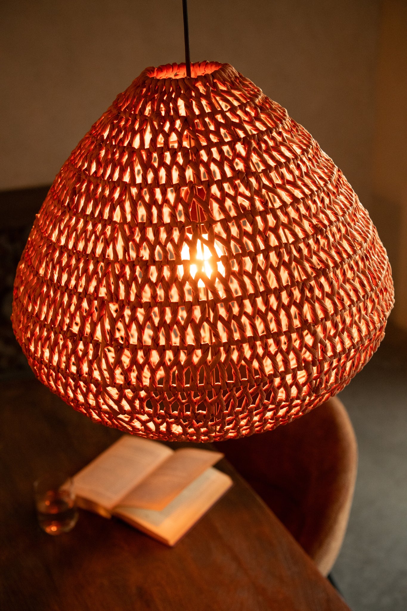 Hanglamp Gevlochten Metaal Oranje - J-LINE