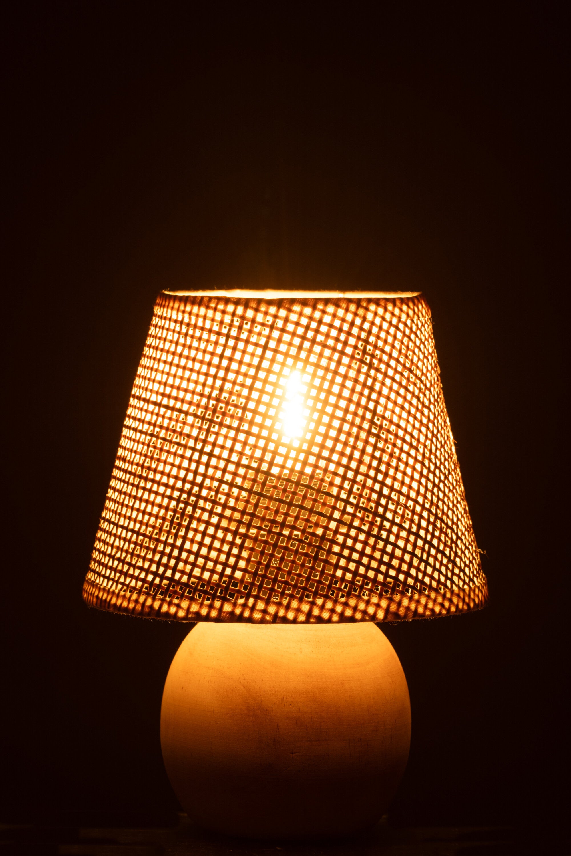 Lampe de table en bois tressé/métal - J-LINE