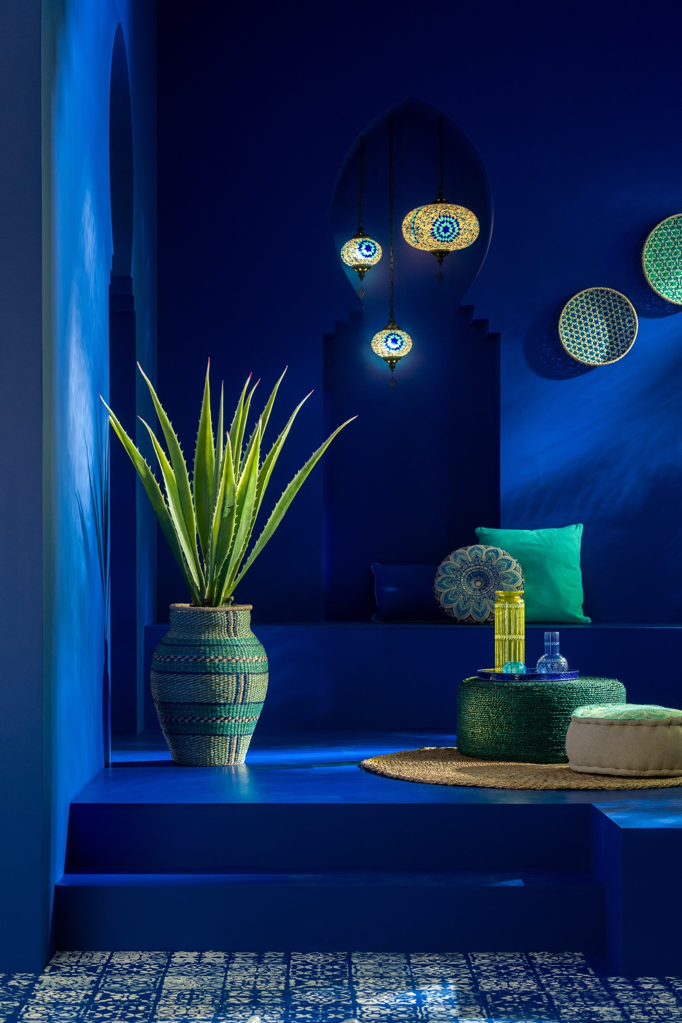 Hanglamp Mozaïek Glas/Metaal Blauw S - J-LINE