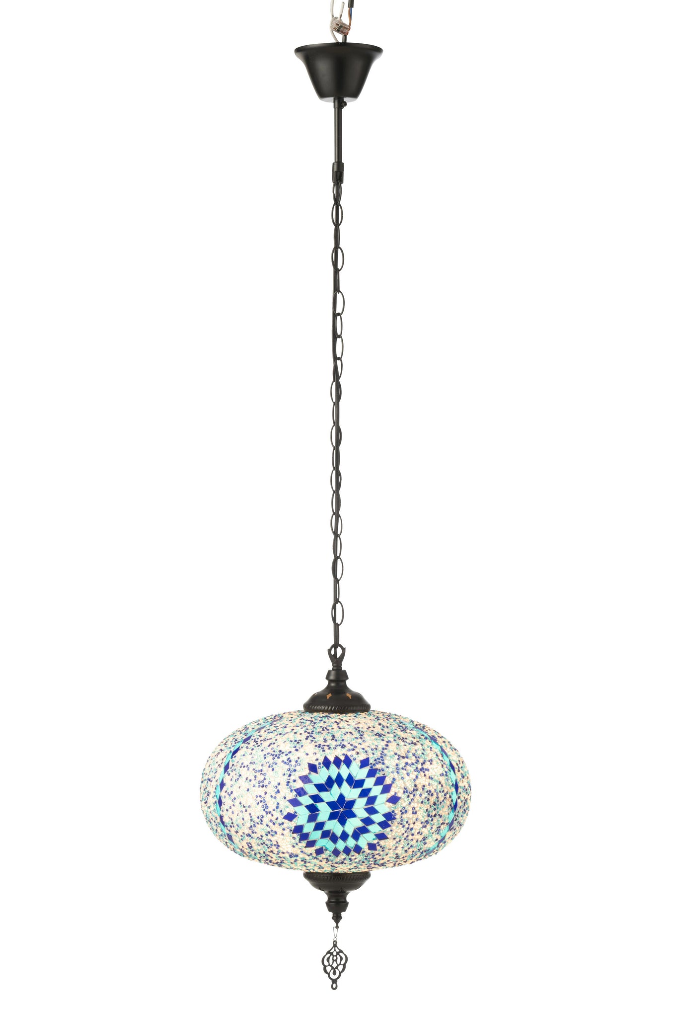Suspension Mosaïque Verre/Métal Bleu L - J-LINE