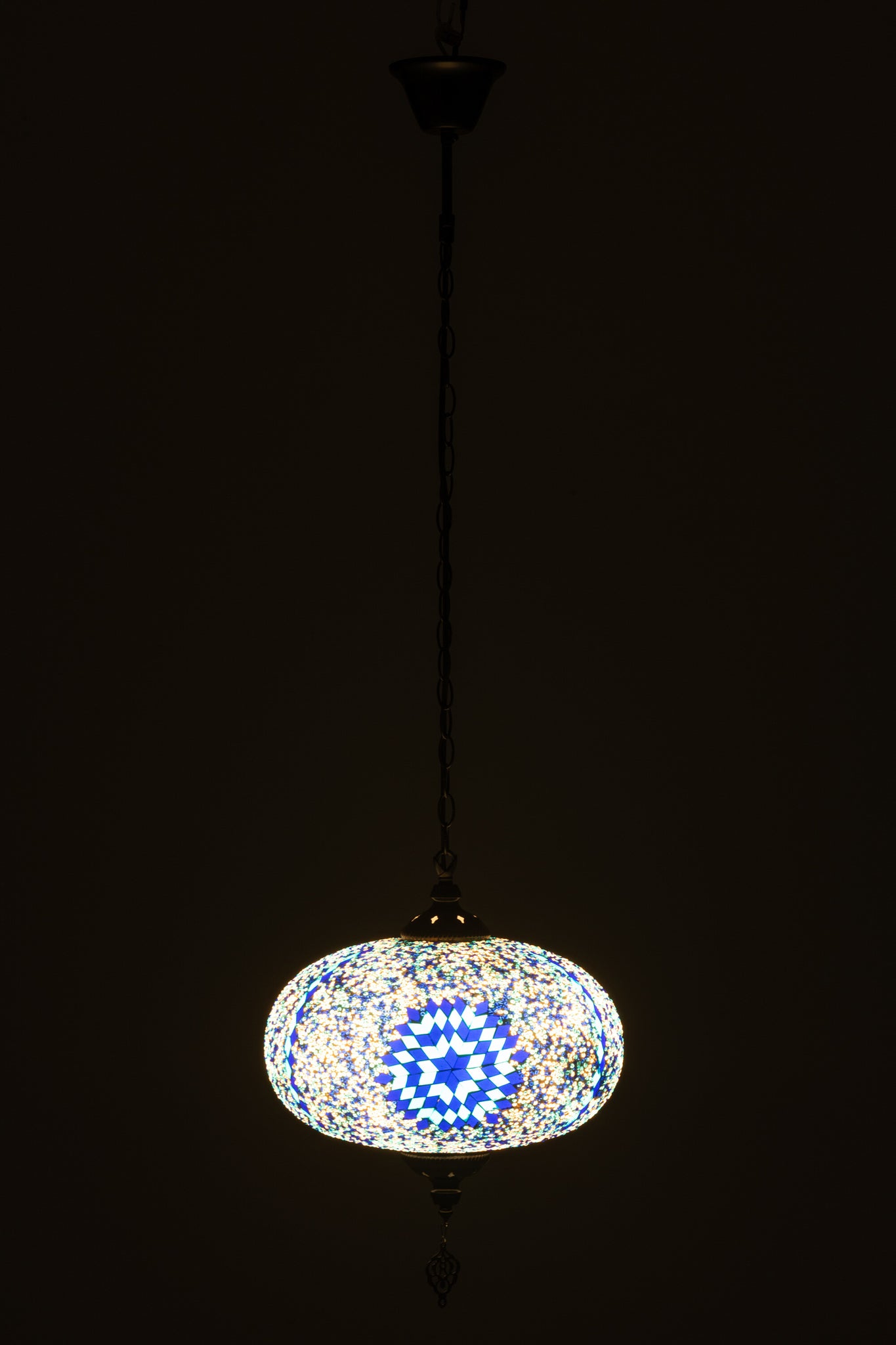Suspension Mosaïque Verre/Métal Bleu L - J-LINE