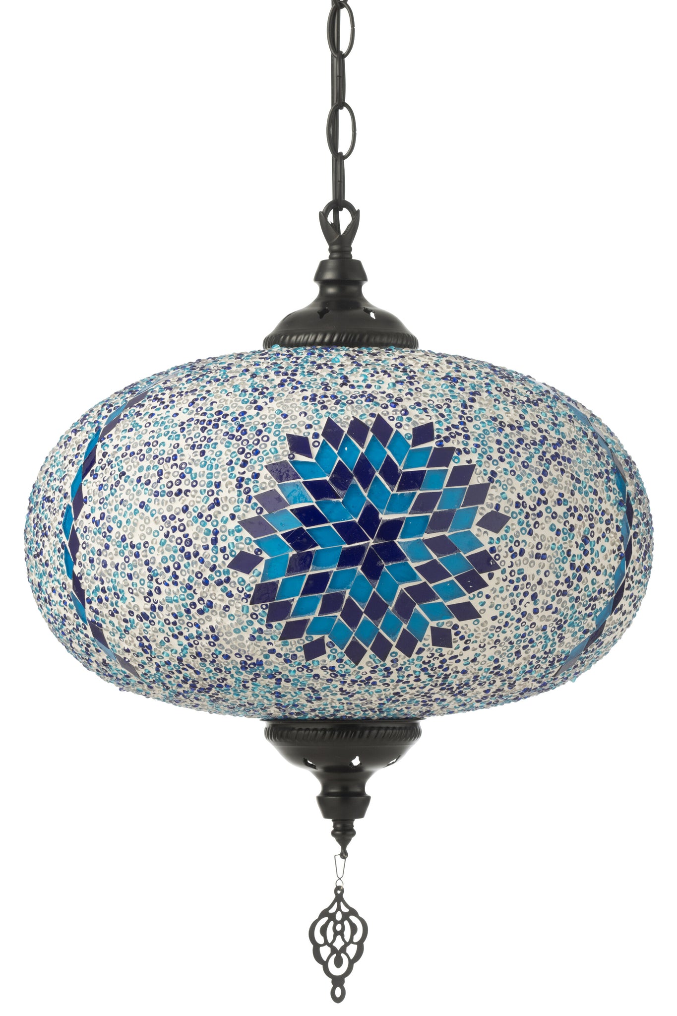 Suspension Mosaïque Verre/Métal Bleu L - J-LINE