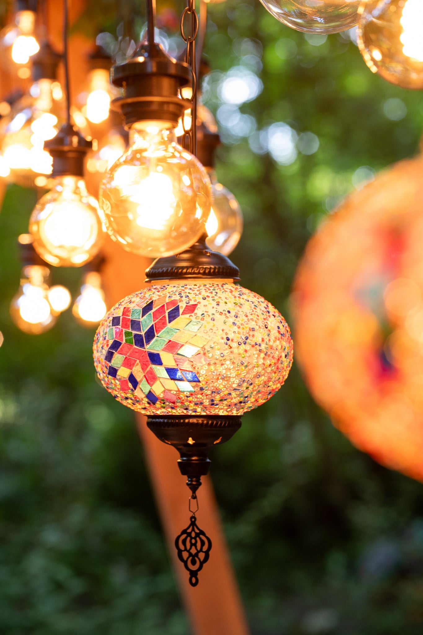 Hanglamp Mozaïek Glas/Metaal Oranje S - J-LINE