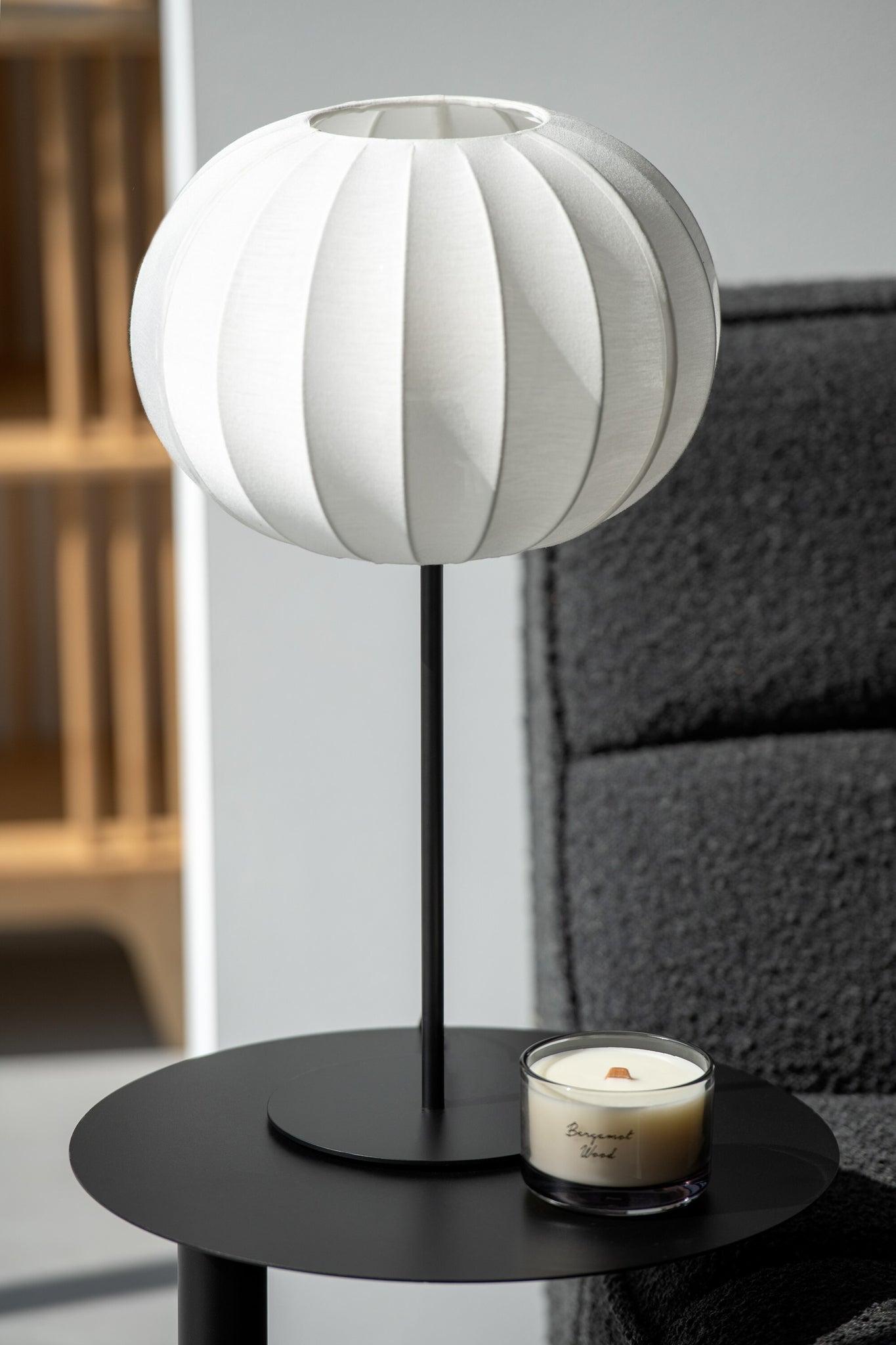Tafellamp lantaarn metaal/textiel wit L - J-LINE