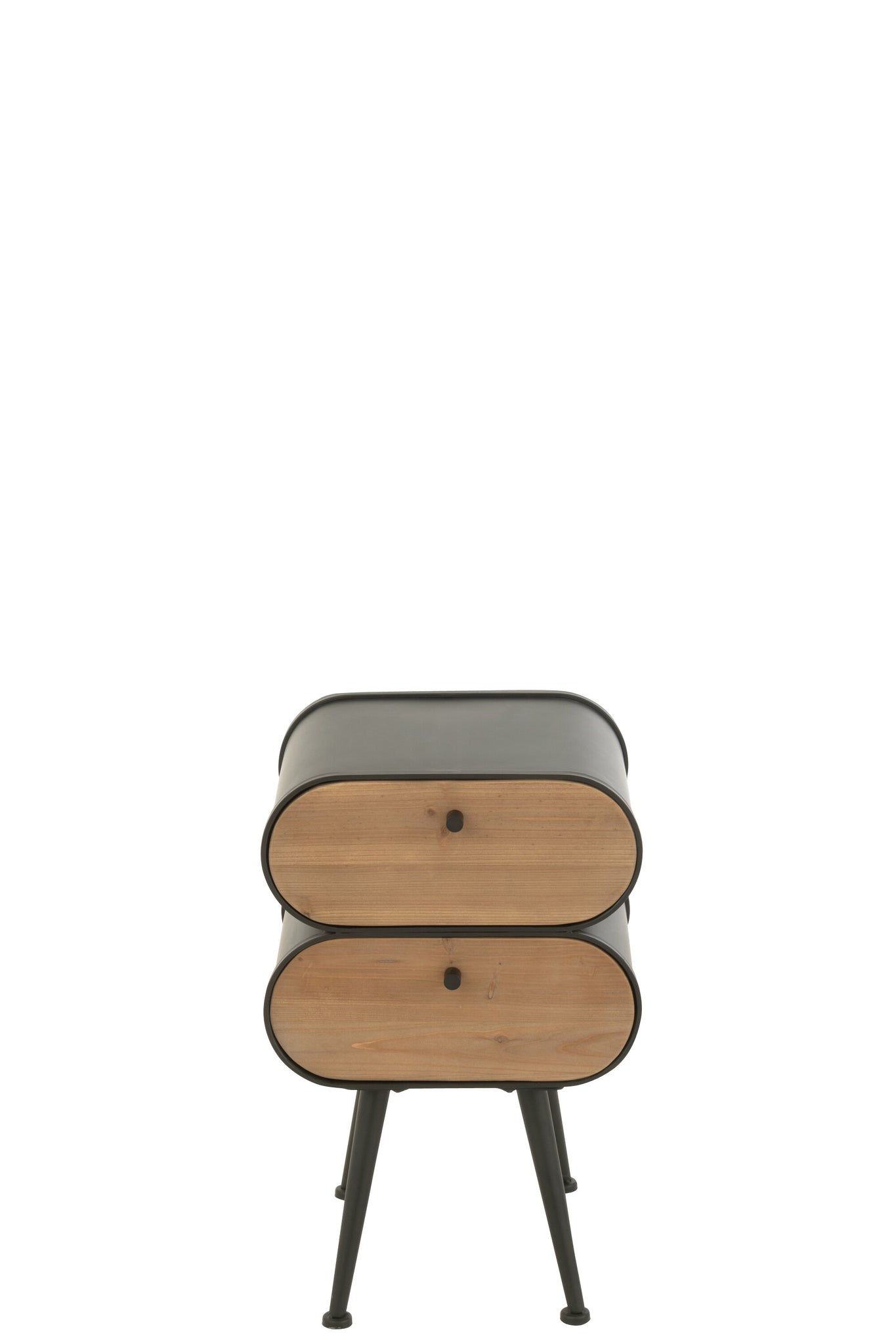 Nachtkastje Hout En Metaal Sparrenhout Zwart/Licht Beige - J-LINE