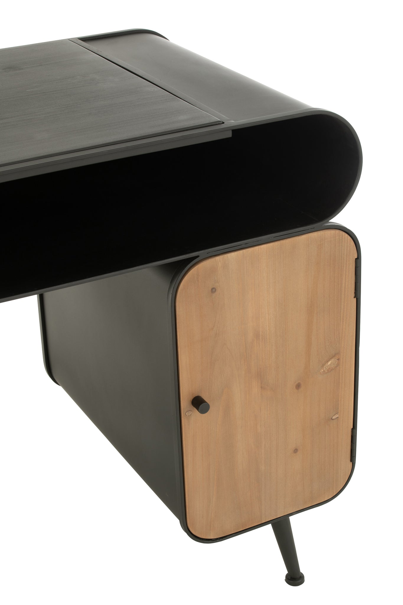 Bureau Hout En Metaal Bureau Sparrenhout Zwart/Licht Beige - J-LINE