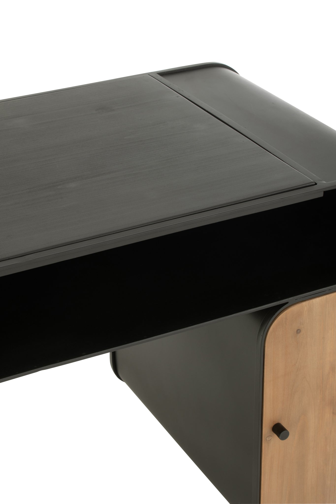 Bureau Hout En Metaal Bureau Sparrenhout Zwart/Licht Beige - J-LINE