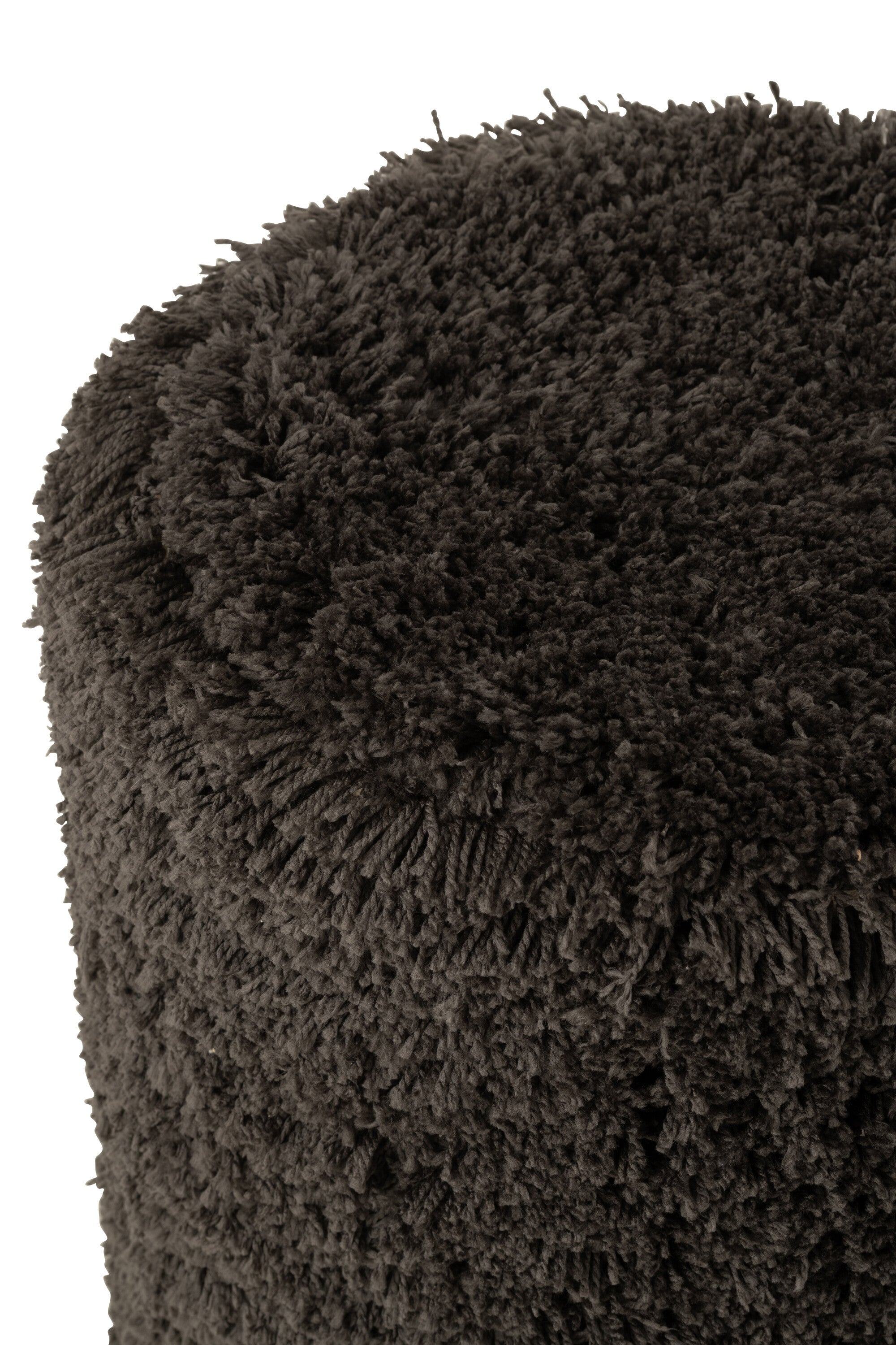 Poef Pluizig Polyester Donkergrijs - J-LINE