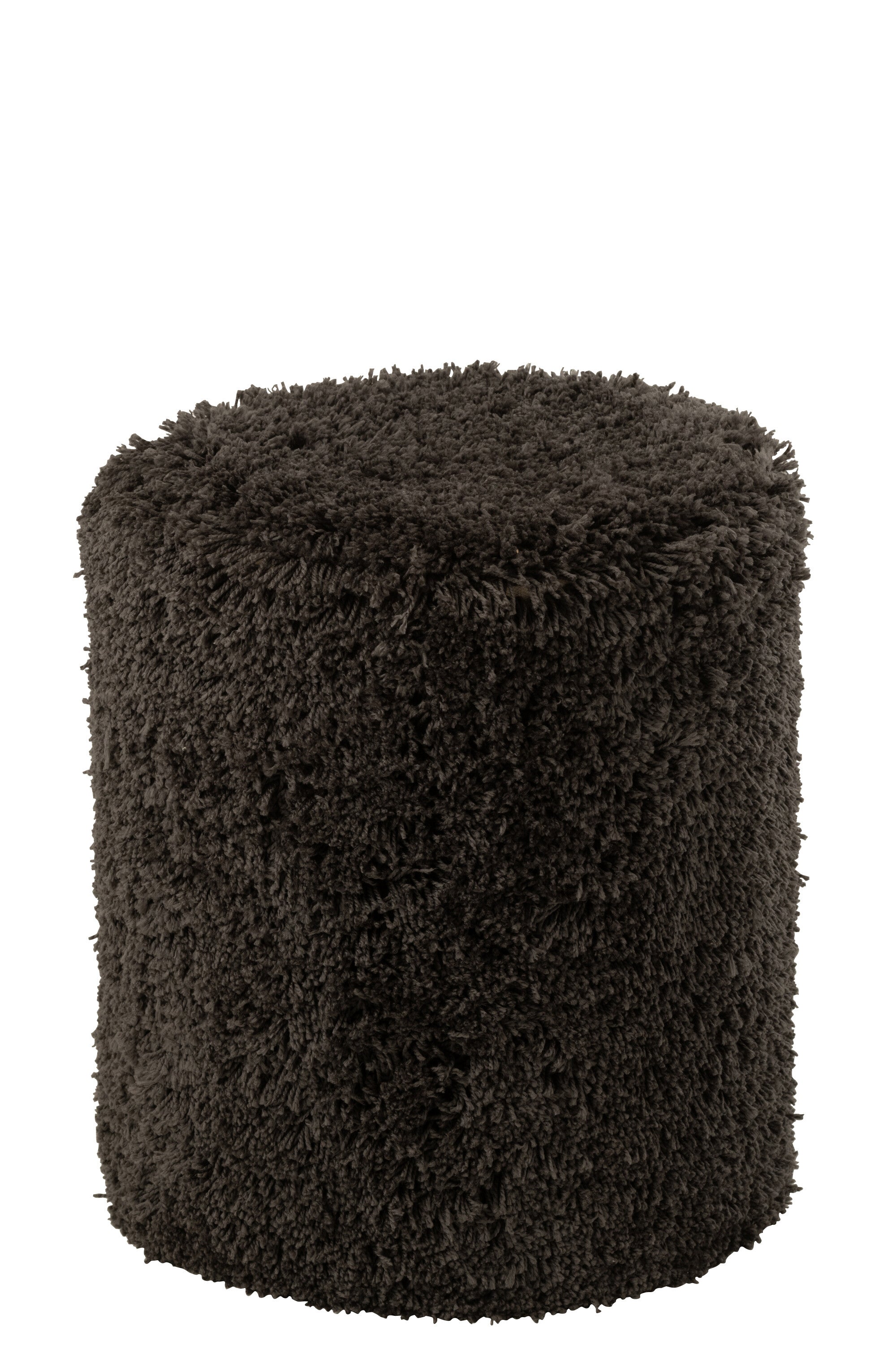 Poef Pluizig Polyester Donkergrijs - J-LINE