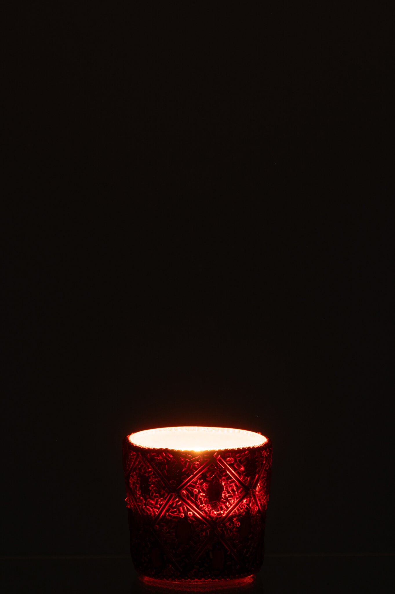 Theelicht Glas/Kralen Donkerbruin/Roestbruin Klei - J-LINEn