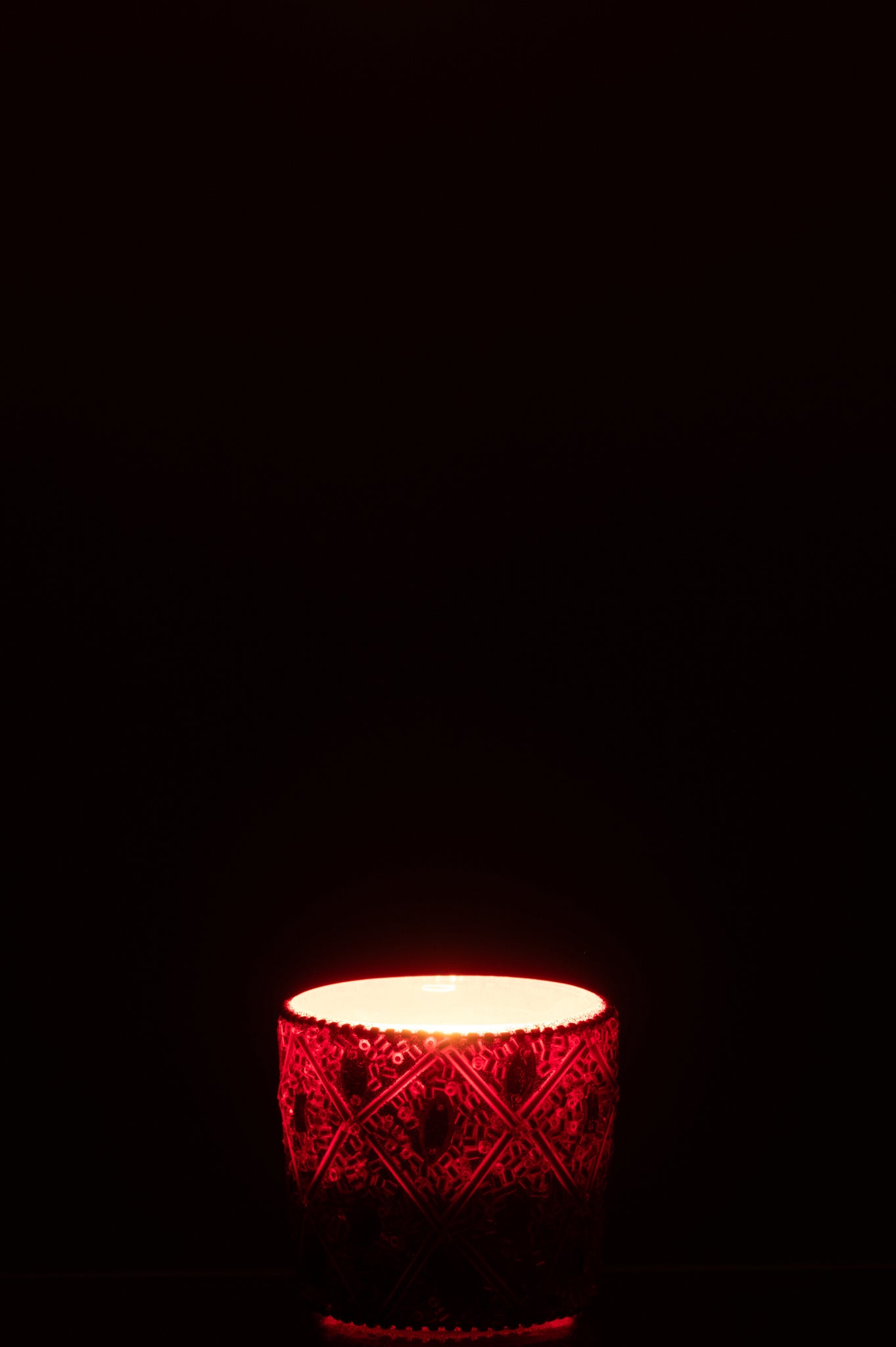 Theelicht Glas/Kralen Kerst Rood S - J-LINE