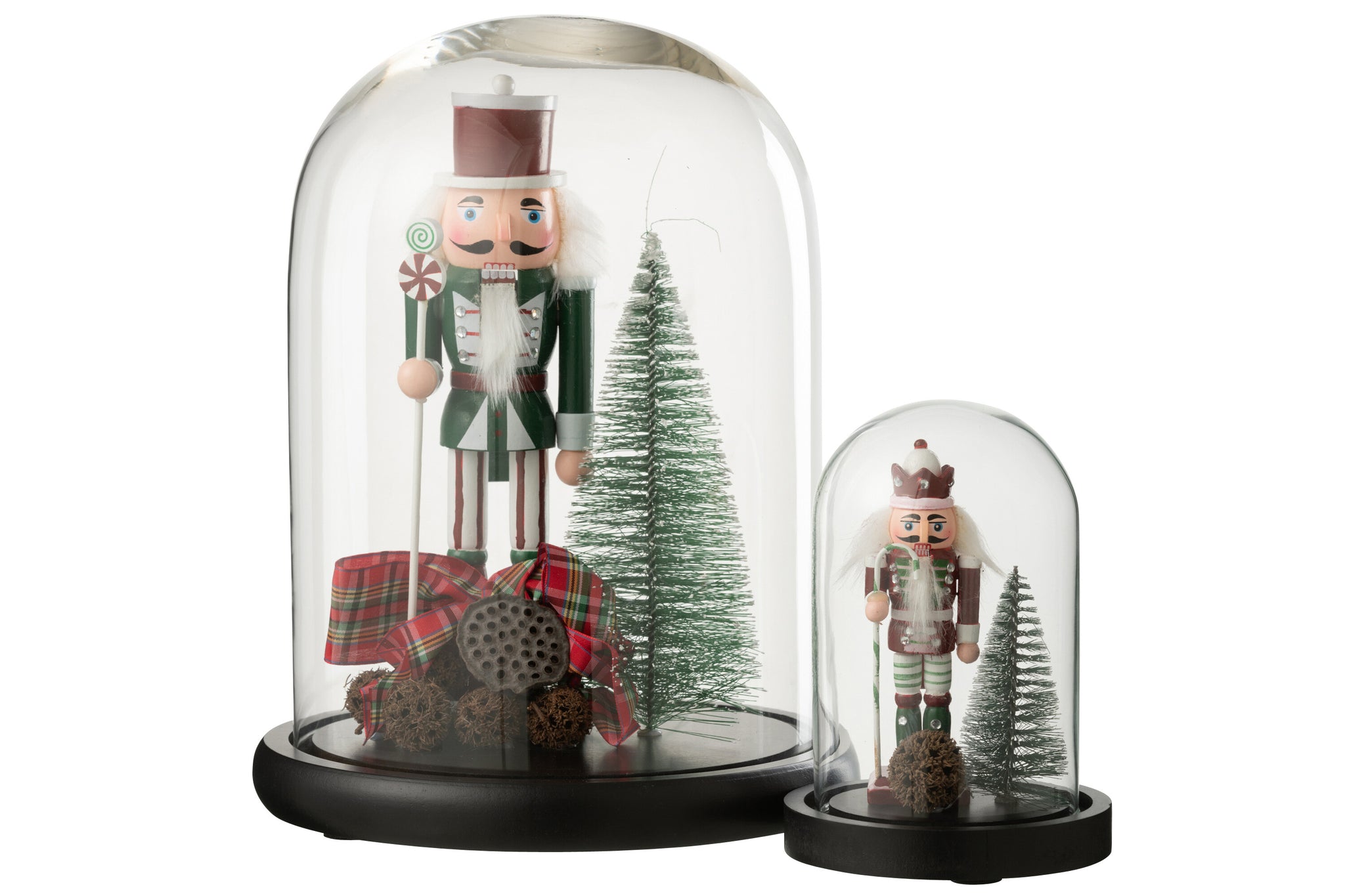 Decoratieve Glazen Kerstbel Notenkraker Rood/Donkergroen L - J-Line