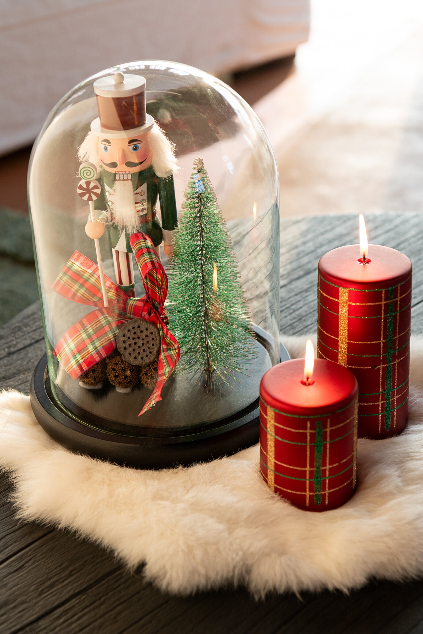 Decoratieve Glazen Kerstbel Notenkraker Rood/Donkergroen L - J-Line