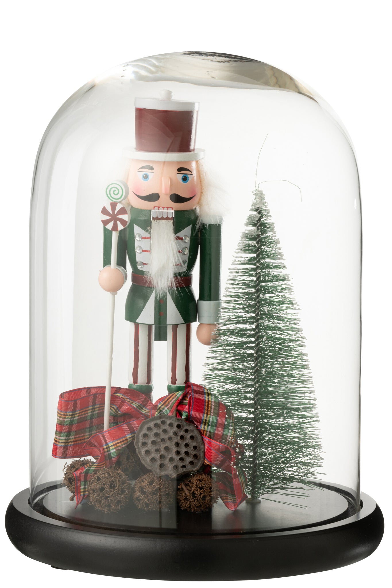 Decoratieve Glazen Kerstbel Notenkraker Rood/Donkergroen L - J-Line