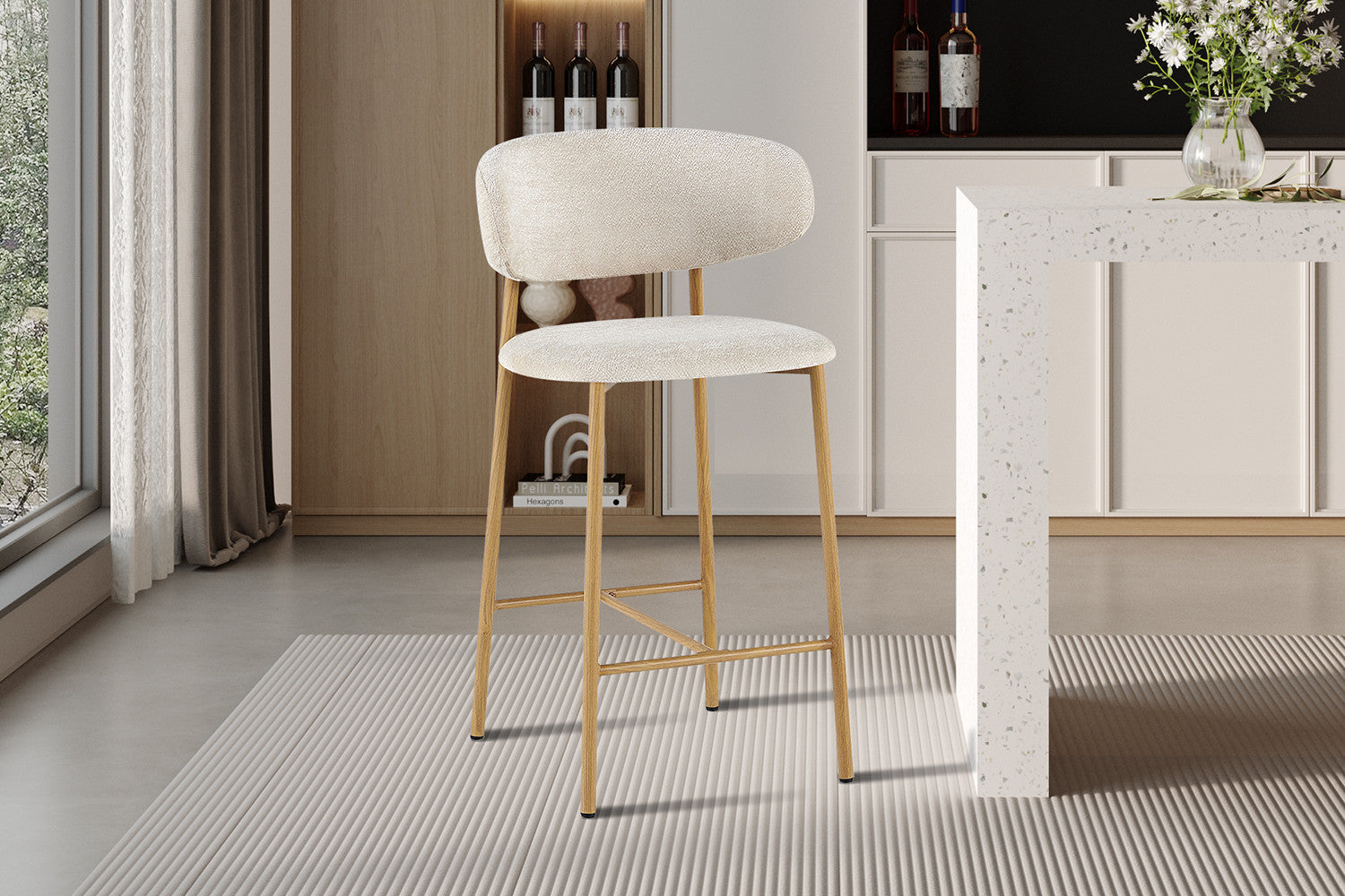NIEUW - Counterstoel 'Coco' Naturel - Stof Raven 24 Beige - RS