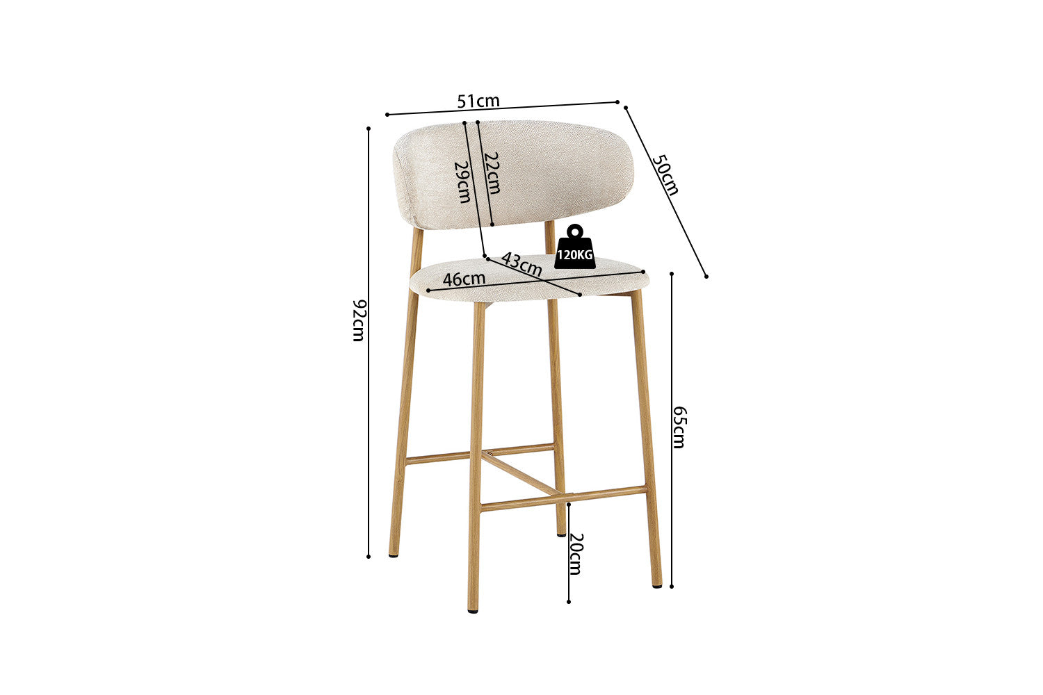 NIEUW - Counterstoel 'Coco' Naturel - Stof Raven 24 Beige - RS