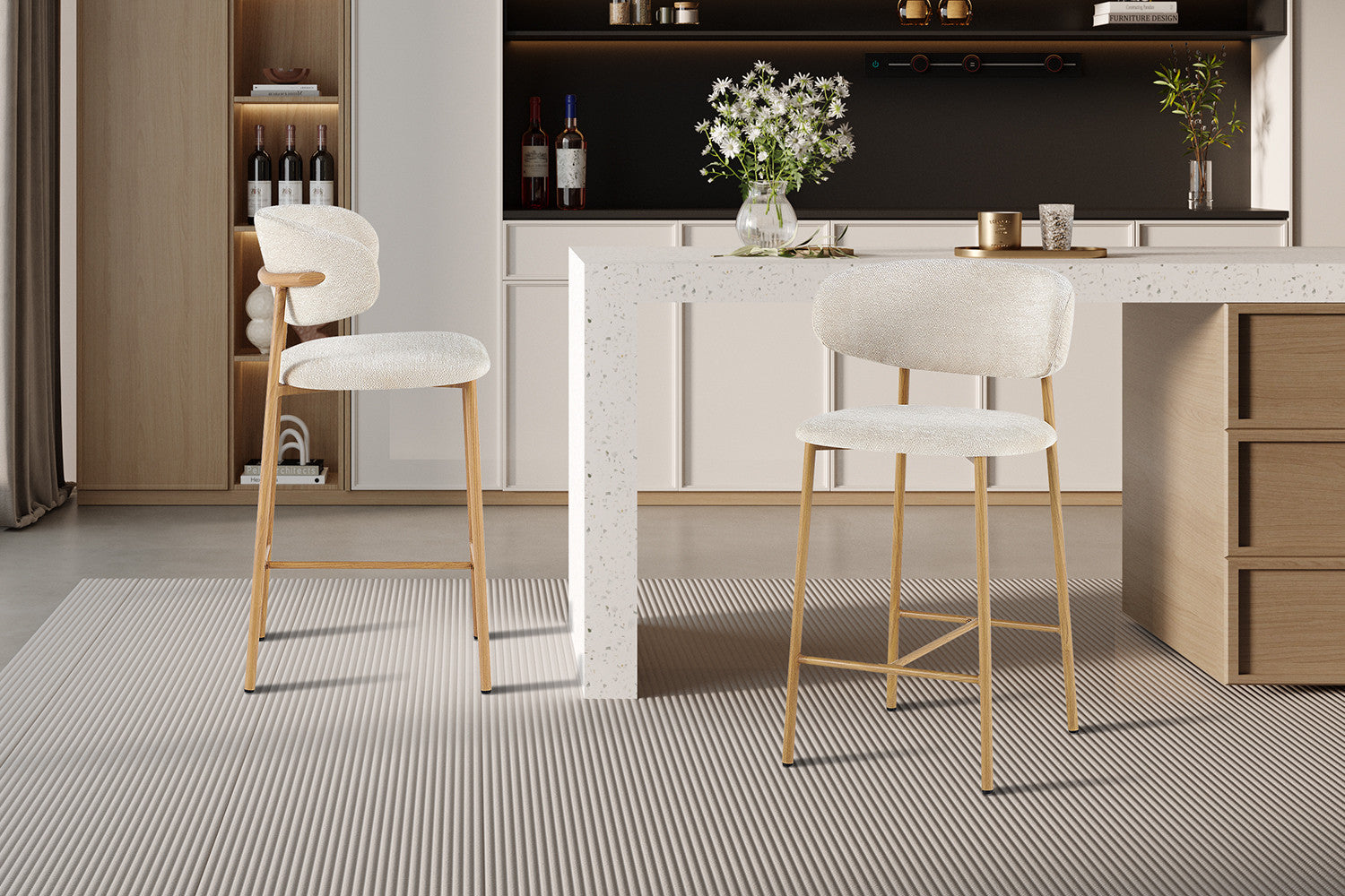 NIEUW - Counterstoel 'Coco' Naturel - Stof Raven 24 Beige - RS