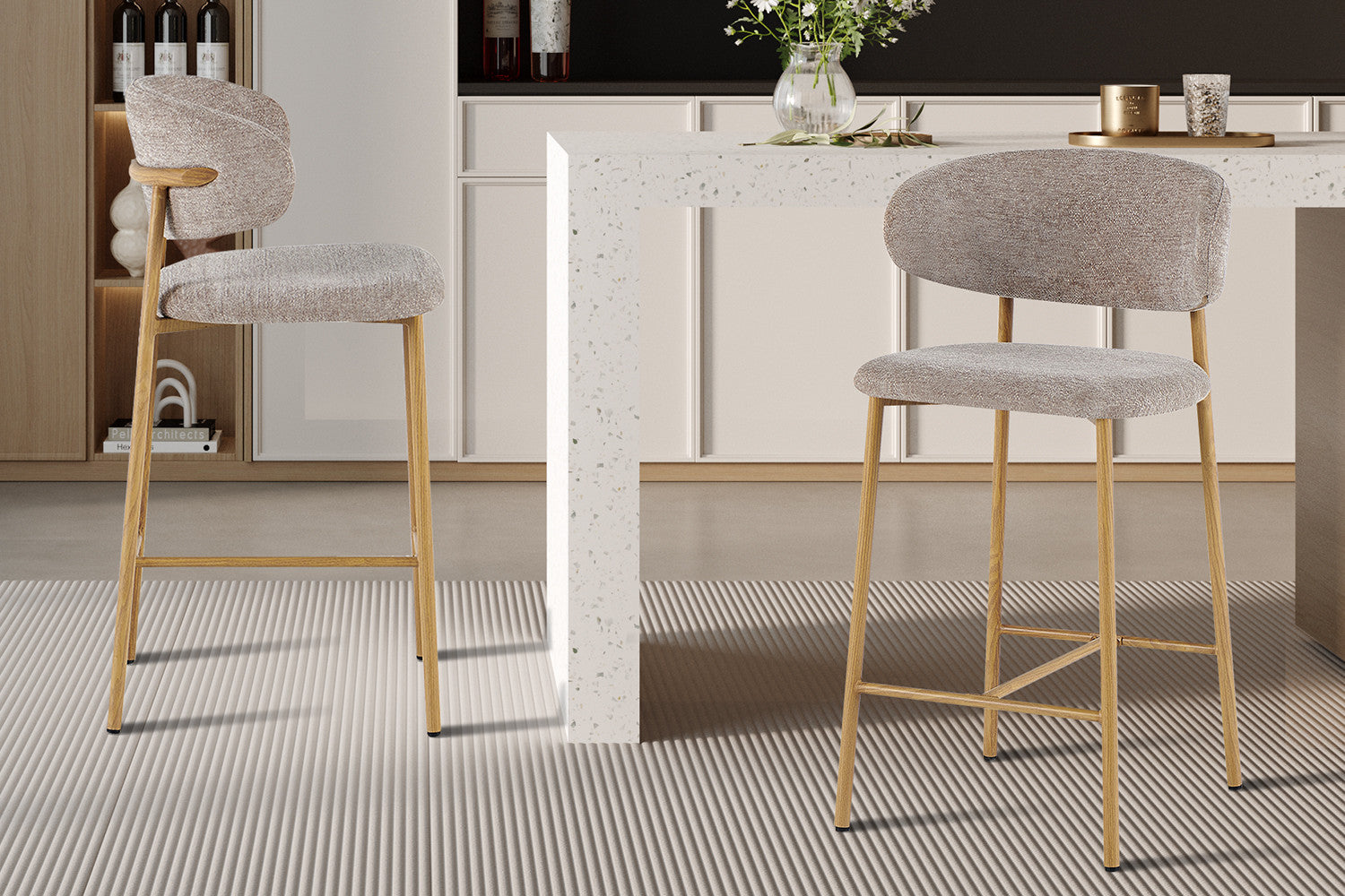 NIEUW - Counterstoel 'Coco' Naturel - Stof Raven 30 Zand - RS