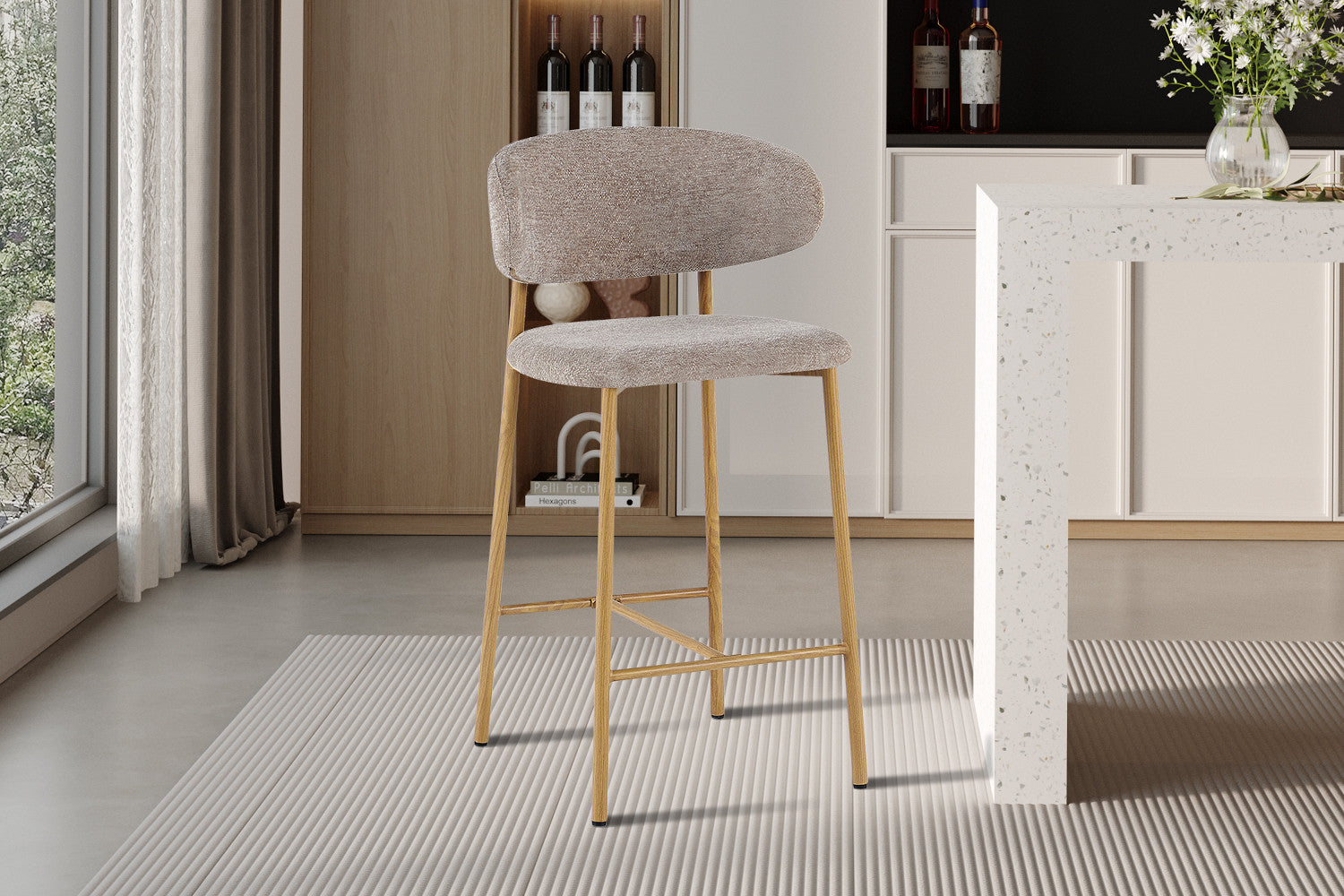 NIEUW - Counterstoel 'Coco' Naturel - Stof Raven 30 Zand - RS