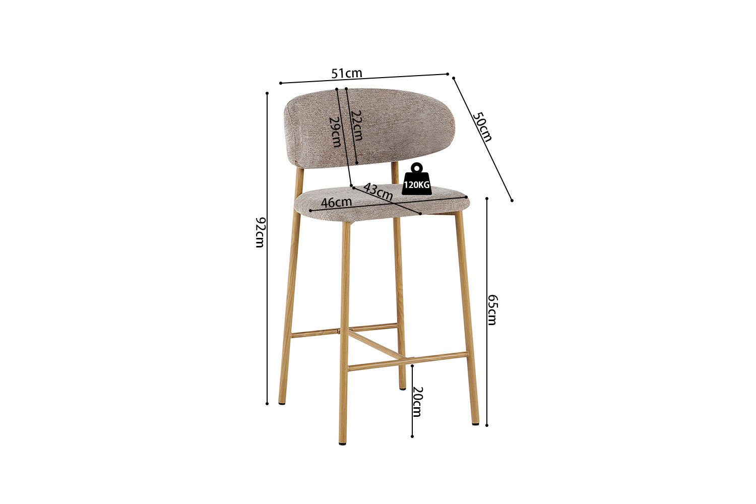 NIEUW - Counterstoel 'Coco' Naturel - Stof Raven 30 Zand - RS