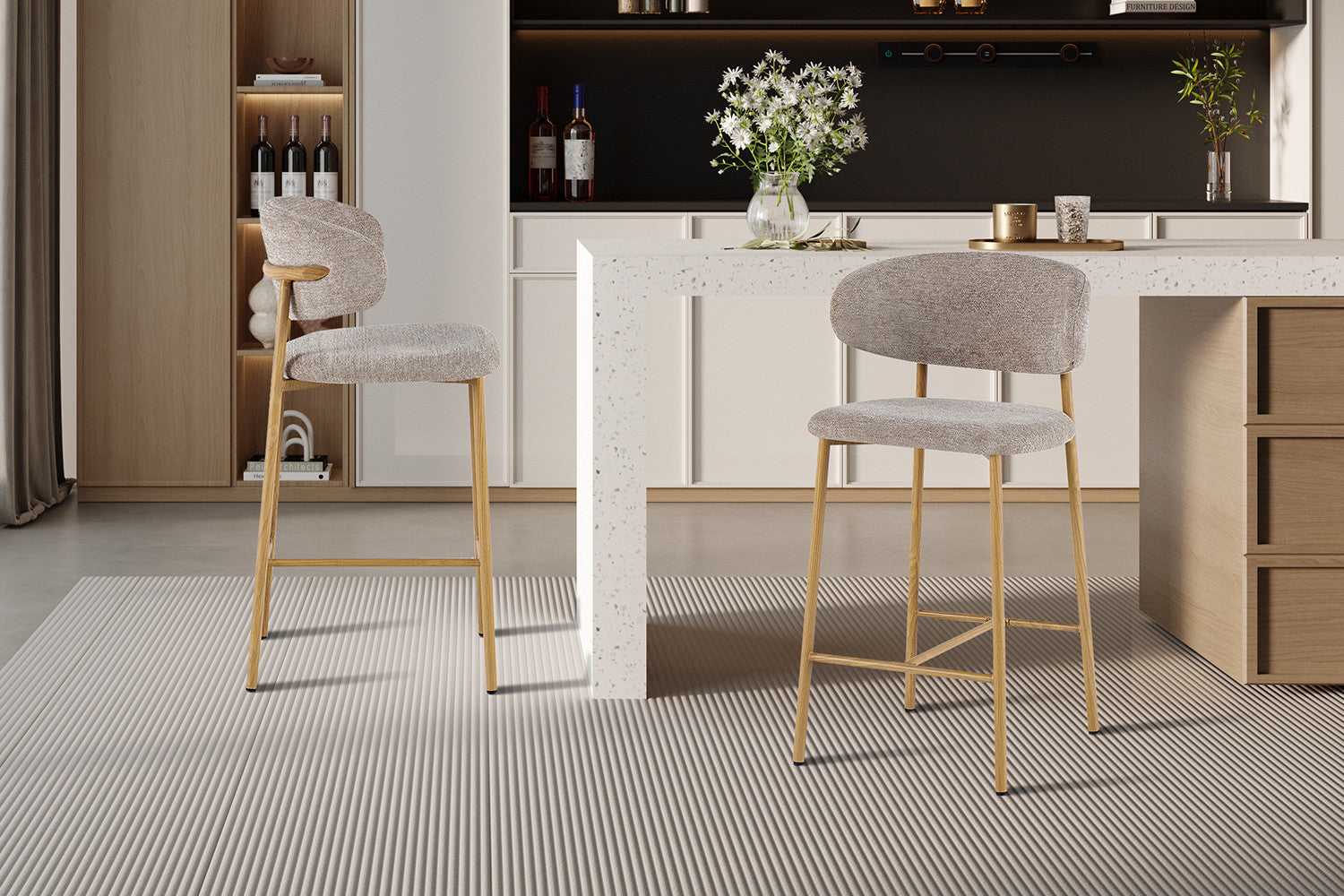 NIEUW - Counterstoel 'Coco' Naturel - Stof Raven 30 Zand - RS