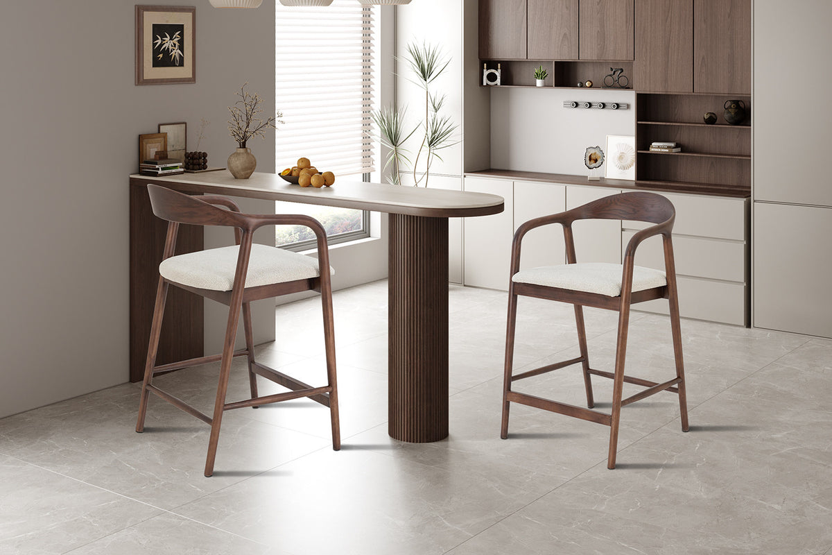 Counterstoel 'Claire' Essenhout Walnoot Milan 103 Beige  - RS