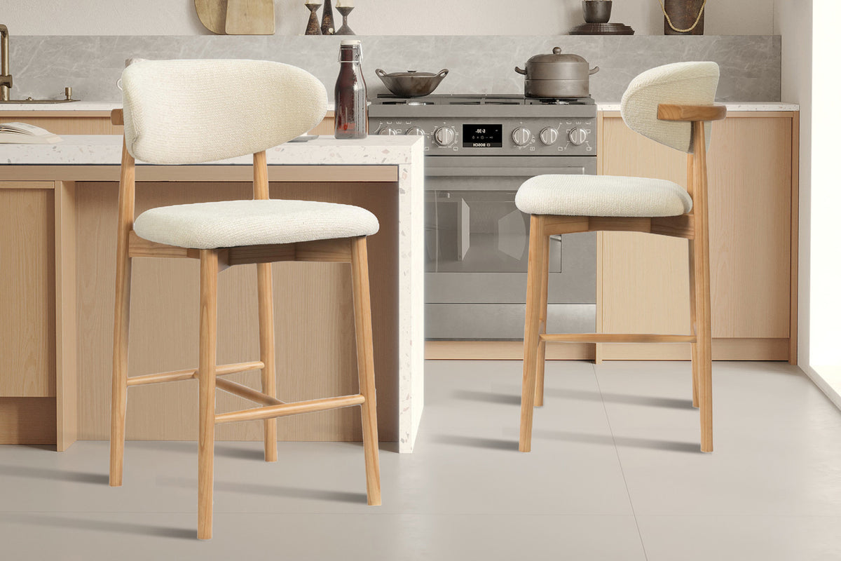 Counterstoel 'Clara' Essenhout naturel - Ote Milan 103 beige - RS