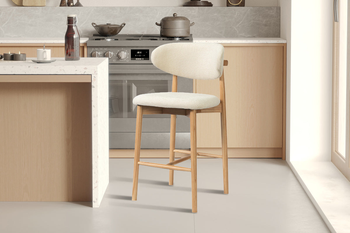 Counterstoel 'Clara' Essenhout naturel - Ote Milan 103 beige - RS