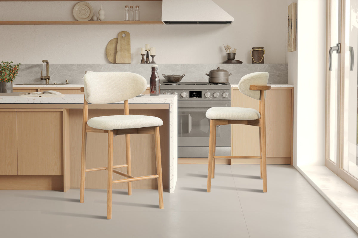 Counterstoel 'Clara' Essenhout naturel - Ote Milan 103 beige - RS