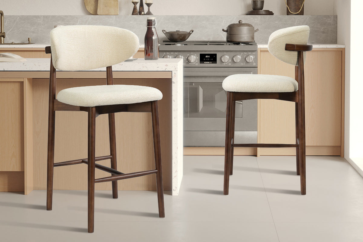 Counterstoel 'Clara' Essenhout Walnoot - Ote Milan 103 Beige - RS