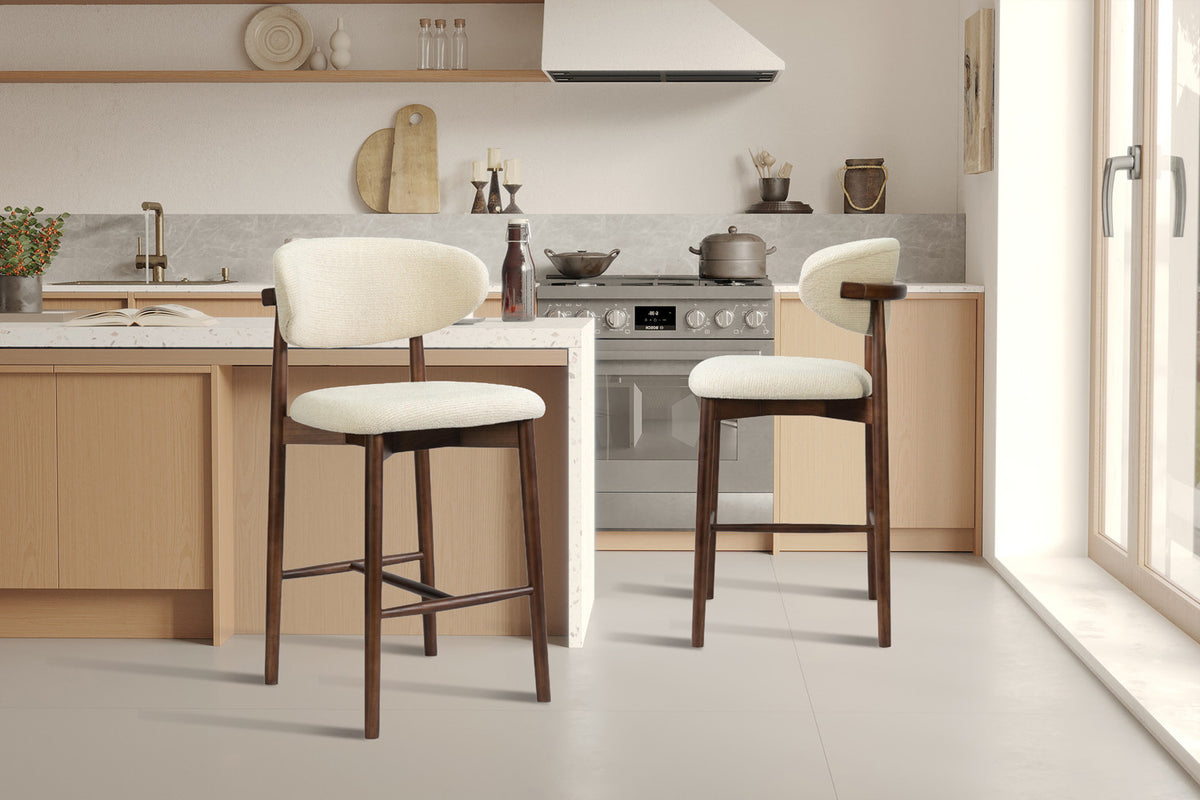 Counterstoel 'Clara' Essenhout Walnoot - Ote Milan 103 Beige - RS
