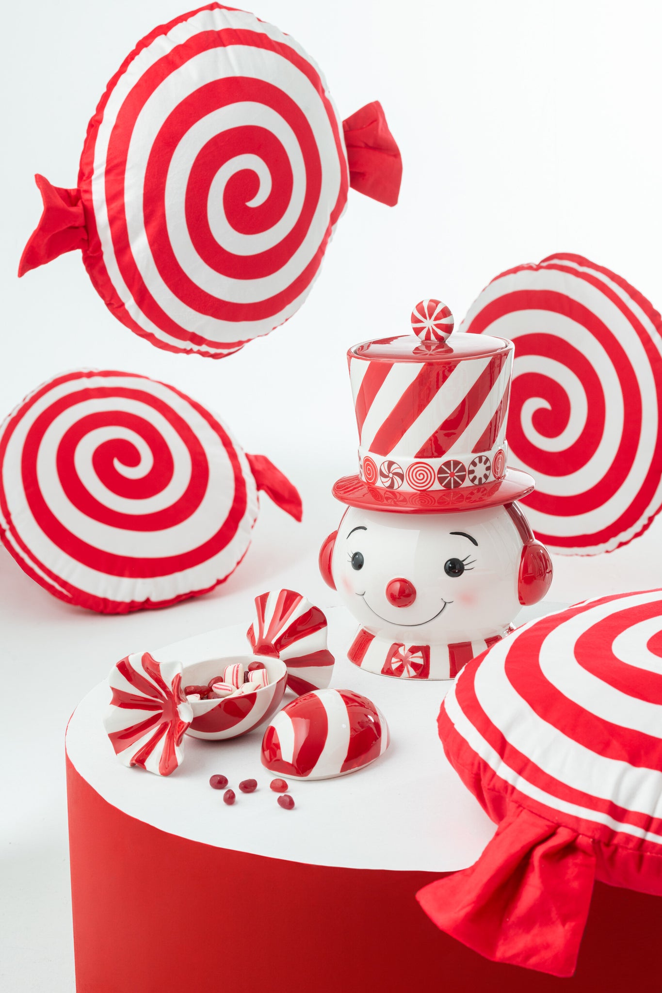 Kussen Candy Polyester Rood/Wit - J-LINE