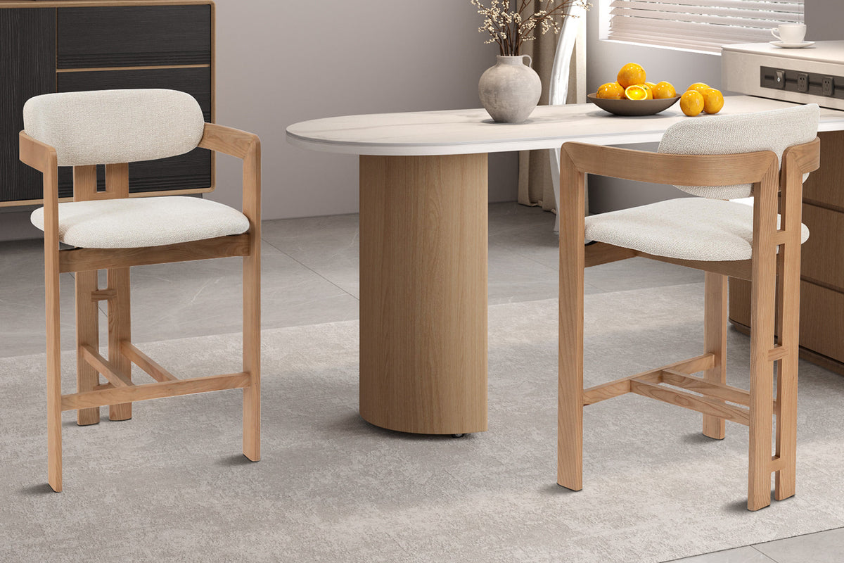 Counterstoel 'Camille' Essenhout Naturel Ote Milan 103 Beige - RS