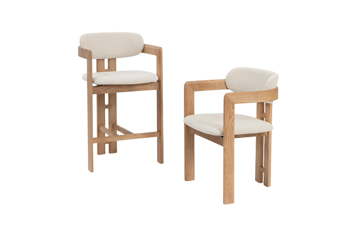 Counterstoel 'Camille' Essenhout Naturel Ote Milan 103 Beige - RS