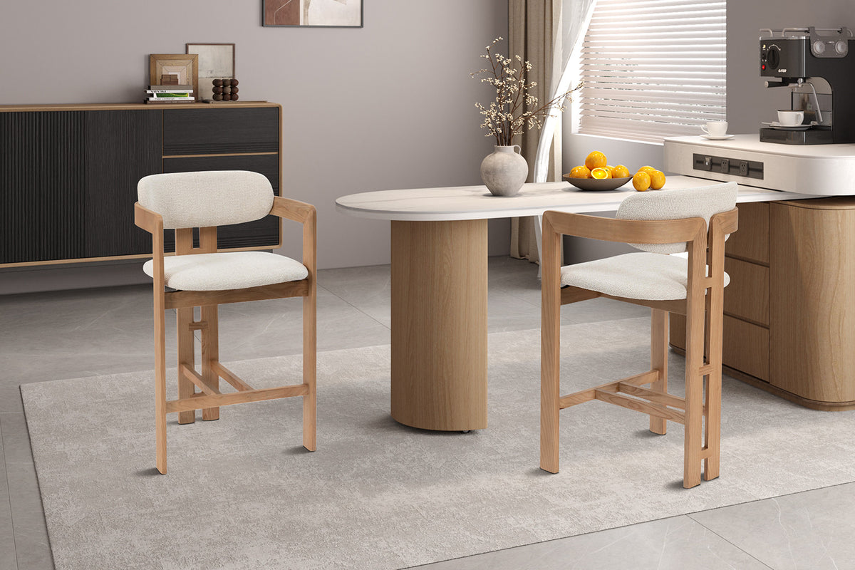 Counterstoel 'Camille' Essenhout Naturel Ote Milan 103 Beige - RS