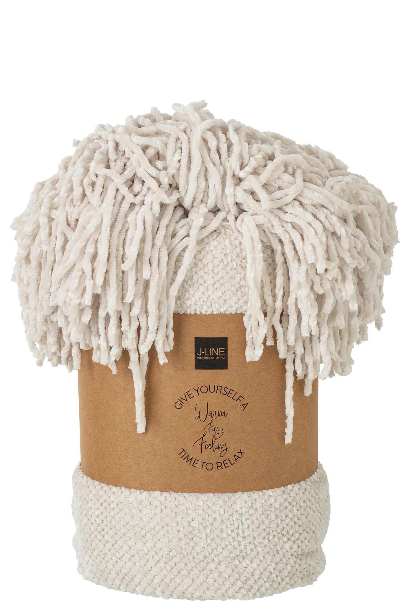 Plaid Chenille Polyester Écru - J-LINE